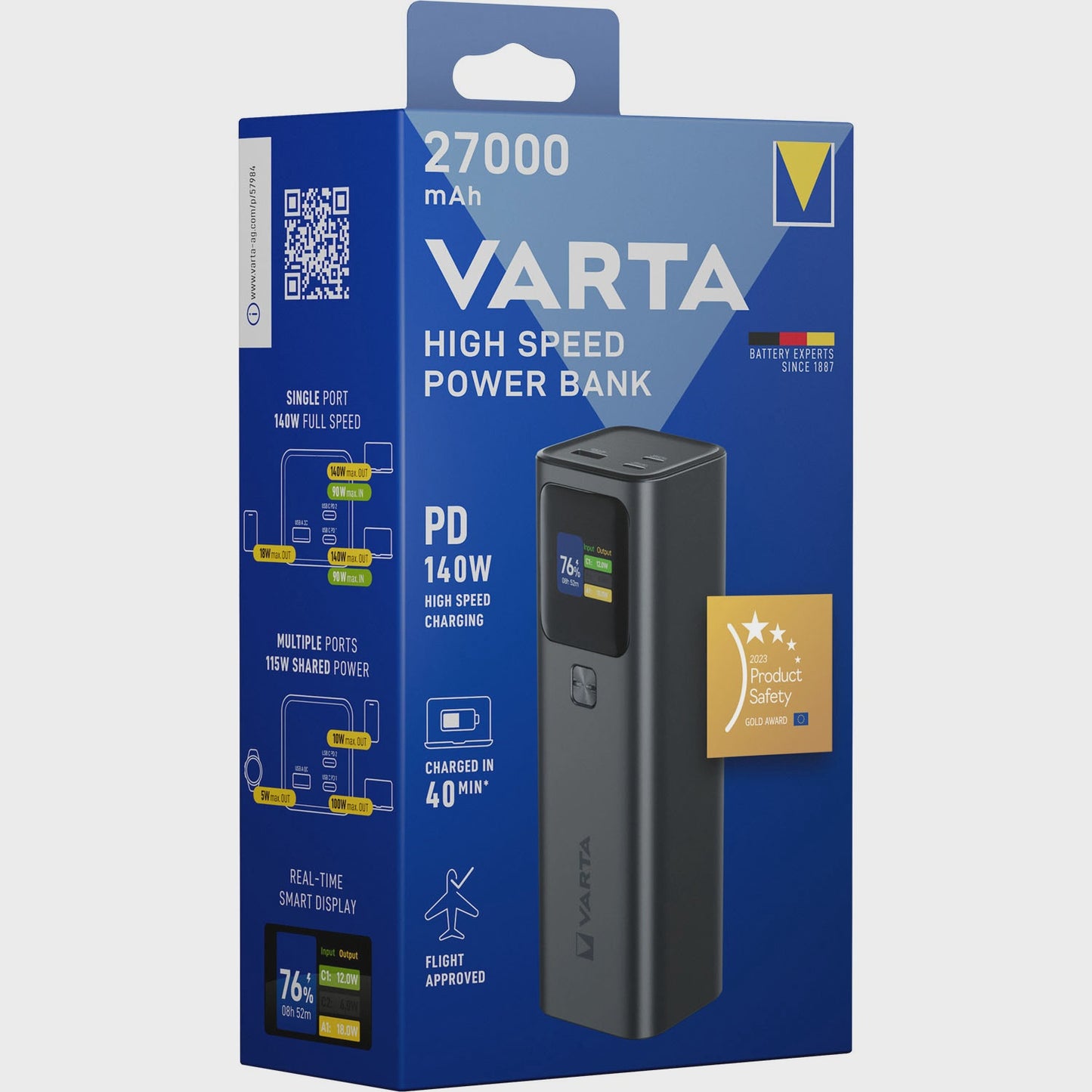 Power Bank 27000mAh, 140W Fast Charge, Black