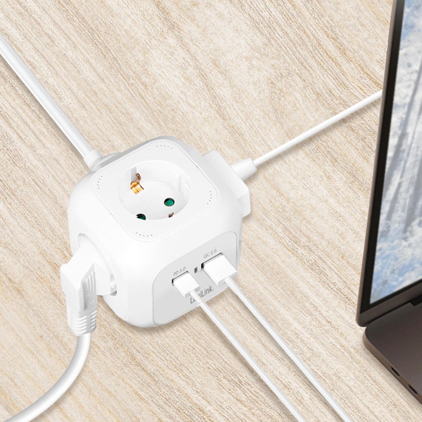 Power Cube Multi-branch socket + USB-A/USB-C PD 20W