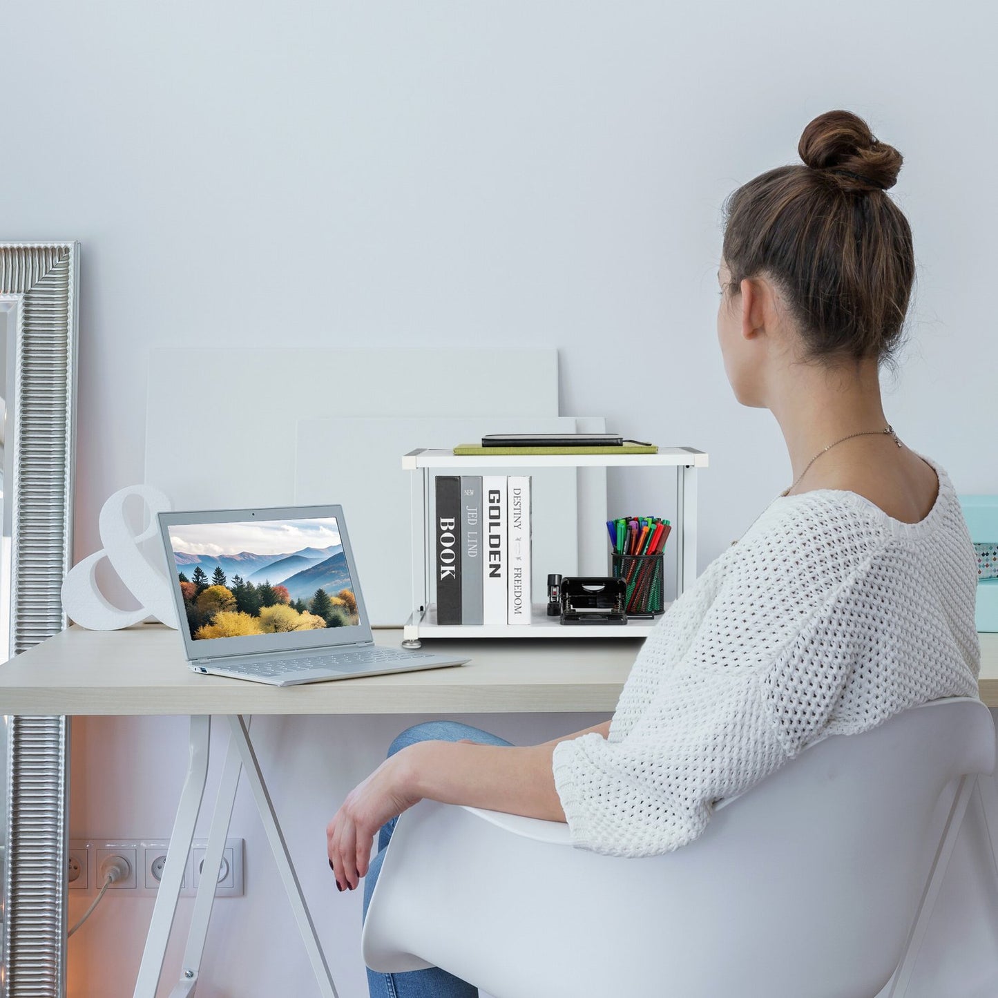 Printer stand with 2 shelves