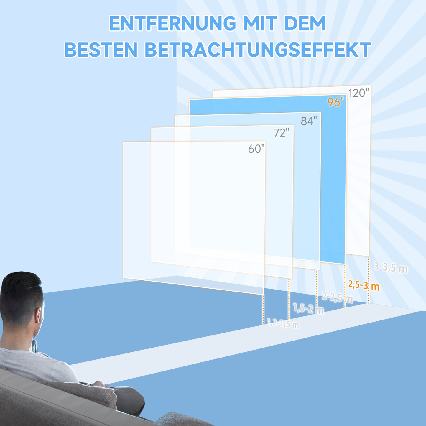 Projector Screen, 172x172 cm, Remote Control, 1:1 Format