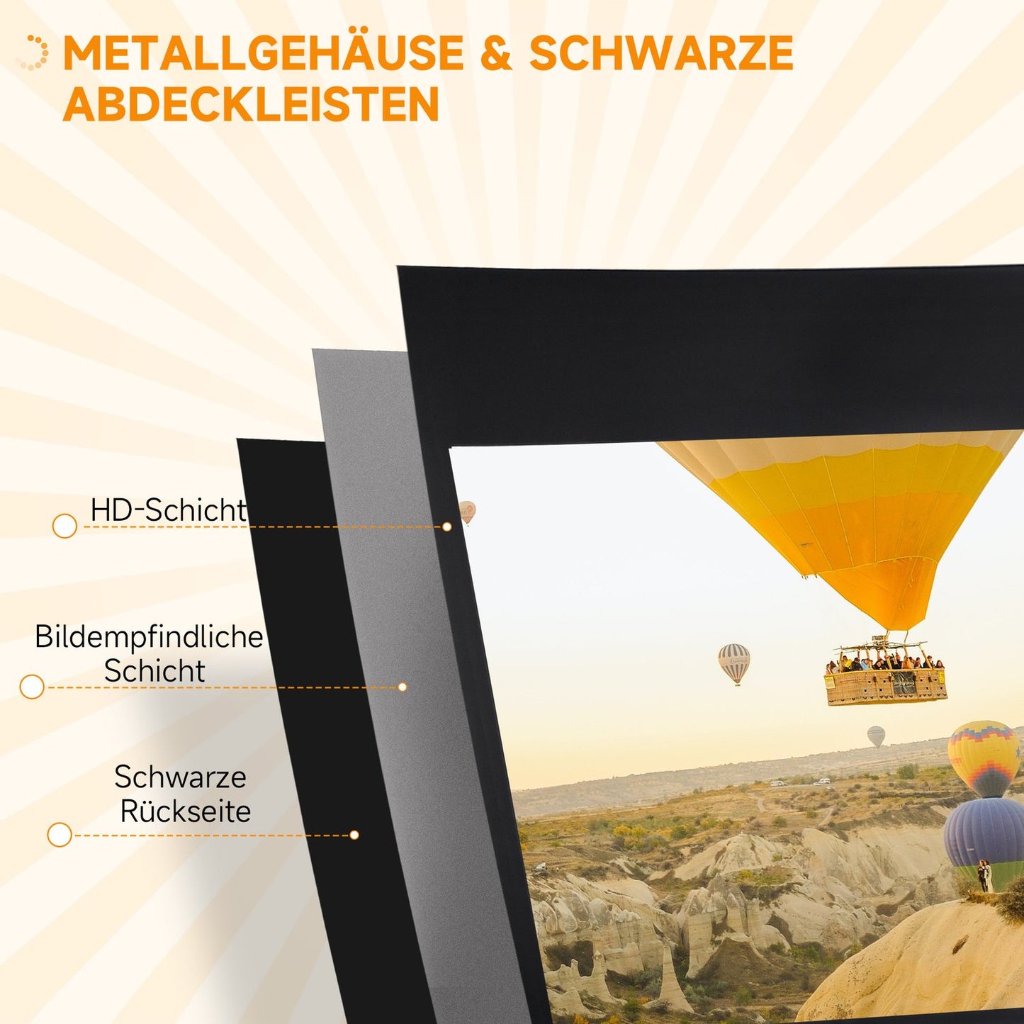 Projector Screen with Stand, 186x105 cm, 16:9 HD 4K
