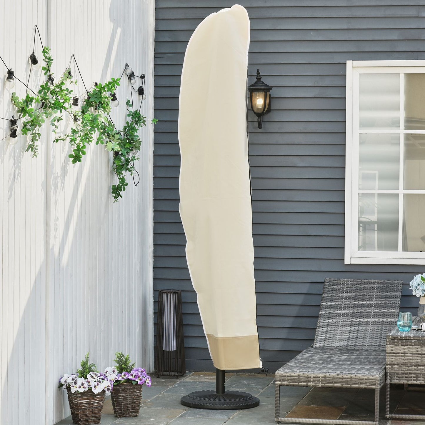 Cantilever umbrella cover, Oxford with zipper, Beige 56x220cm