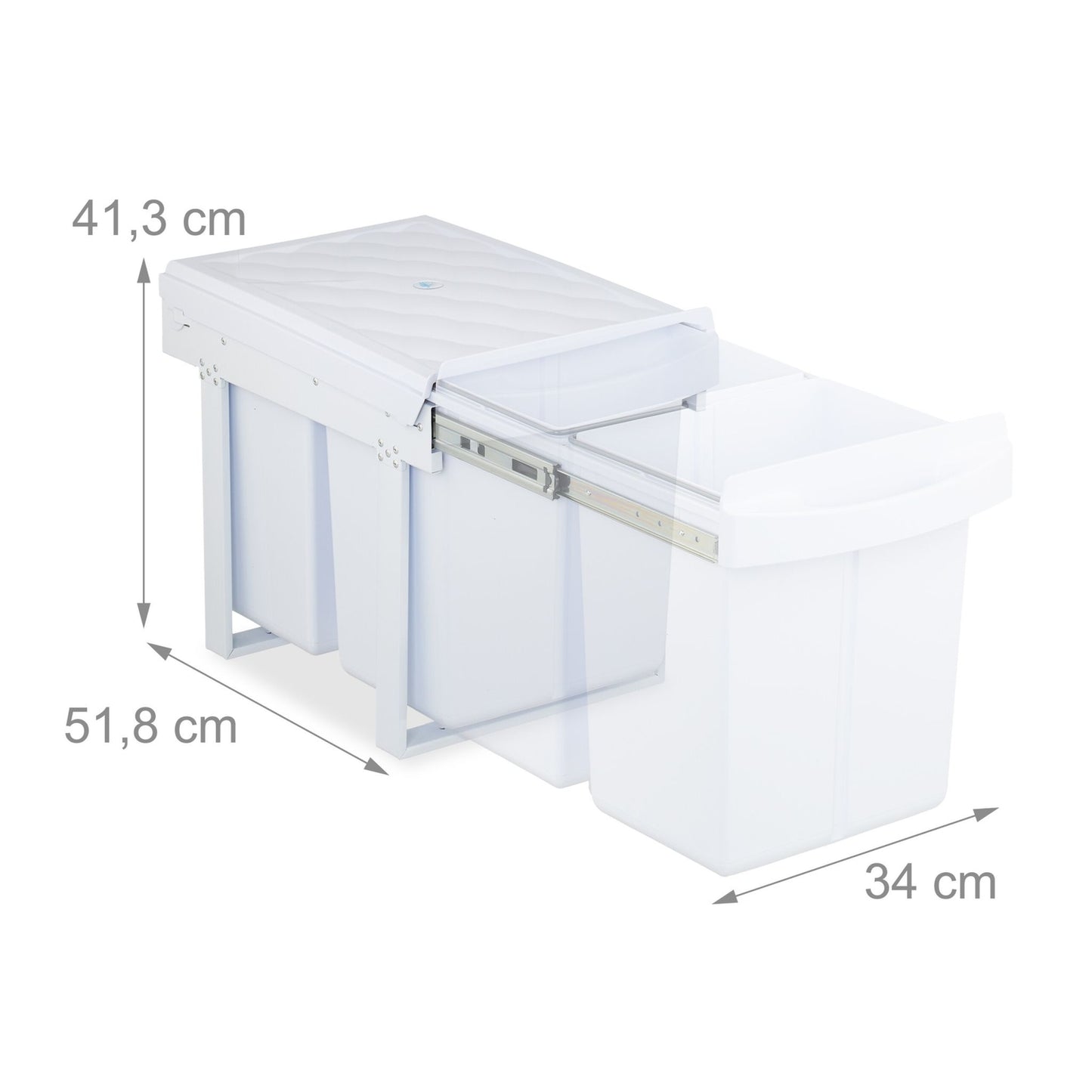 Pull-Out Waste Bin with Lid – White, Space-Saving Design