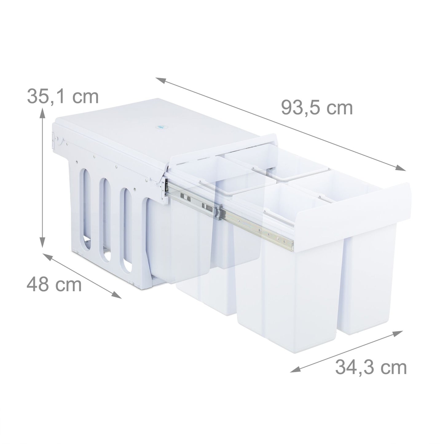 Pull-Out Waste Bin with Lid – White, Space-Saving Design