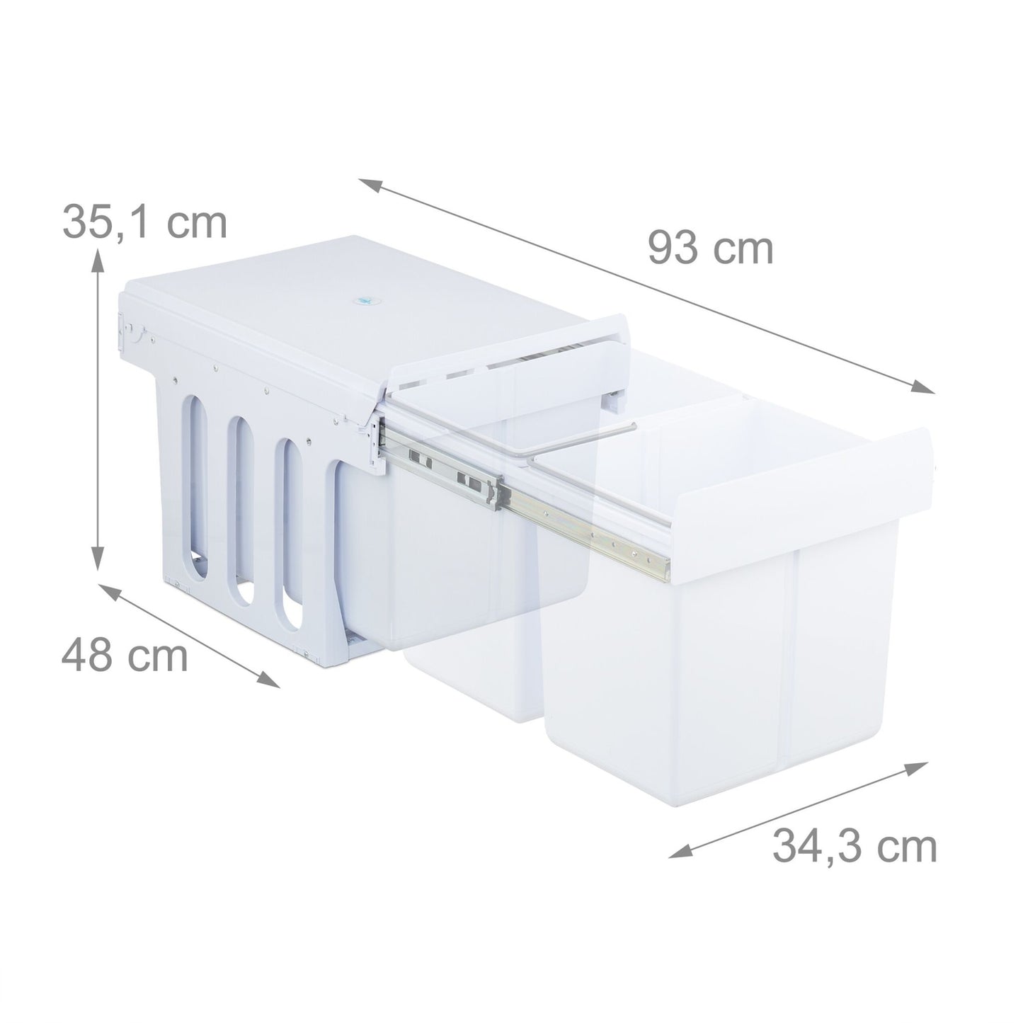 Pull-Out Waste Bin with Telescopic Rail, White