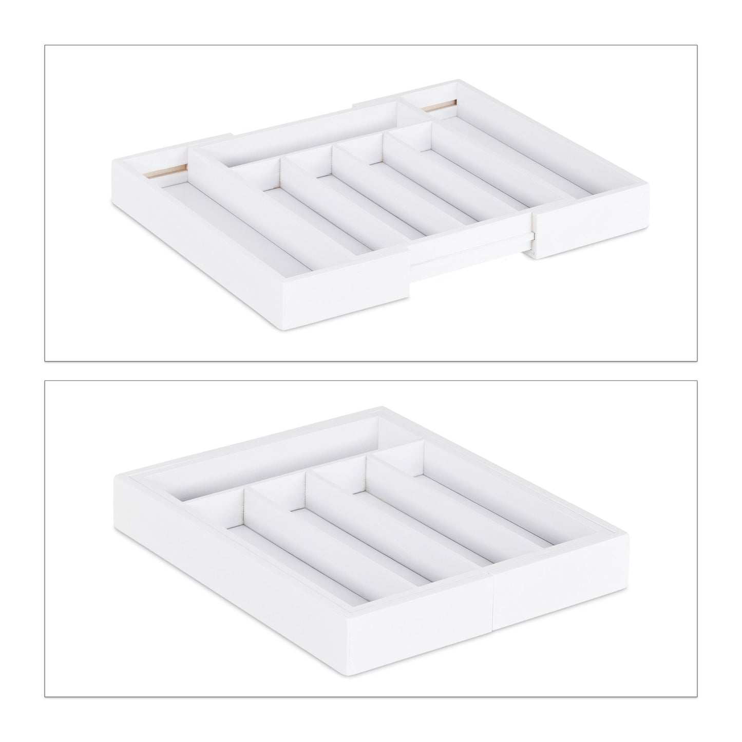Pull-out cutlery box in white bamboo