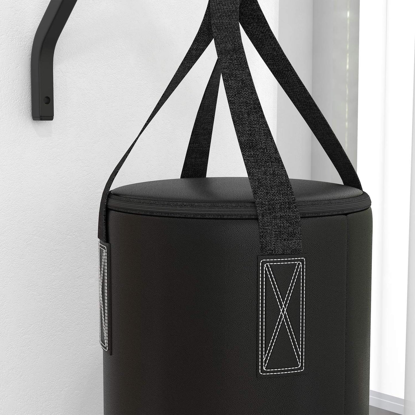 Wall bracket for punching bag, adjustable steel stand with gloves