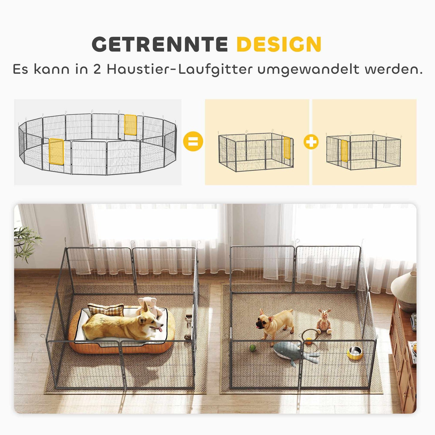 Puppy Playpen, 16 Panels, Foldable with Door, 3.2m x 3.2m