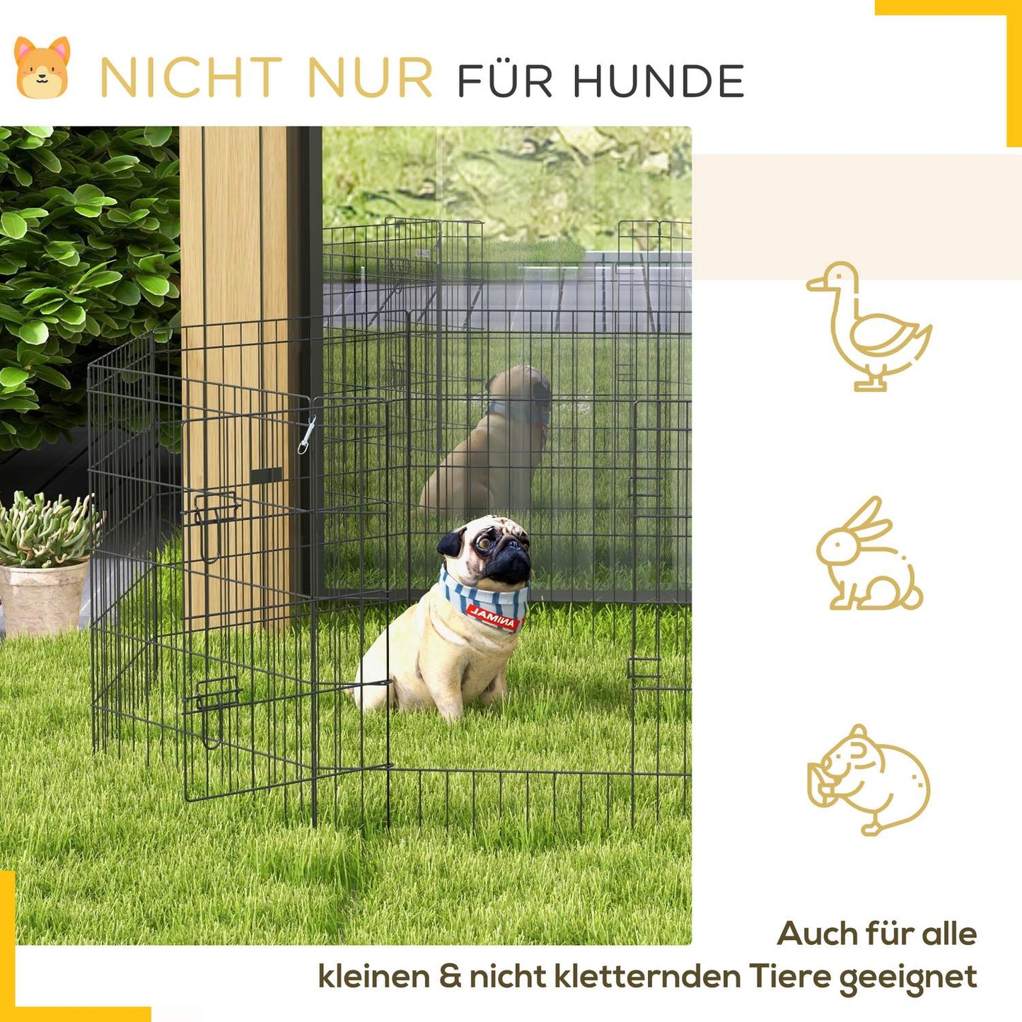 Outdoor Metal Puppy Playpen - 76 cm high, 8-piece set
