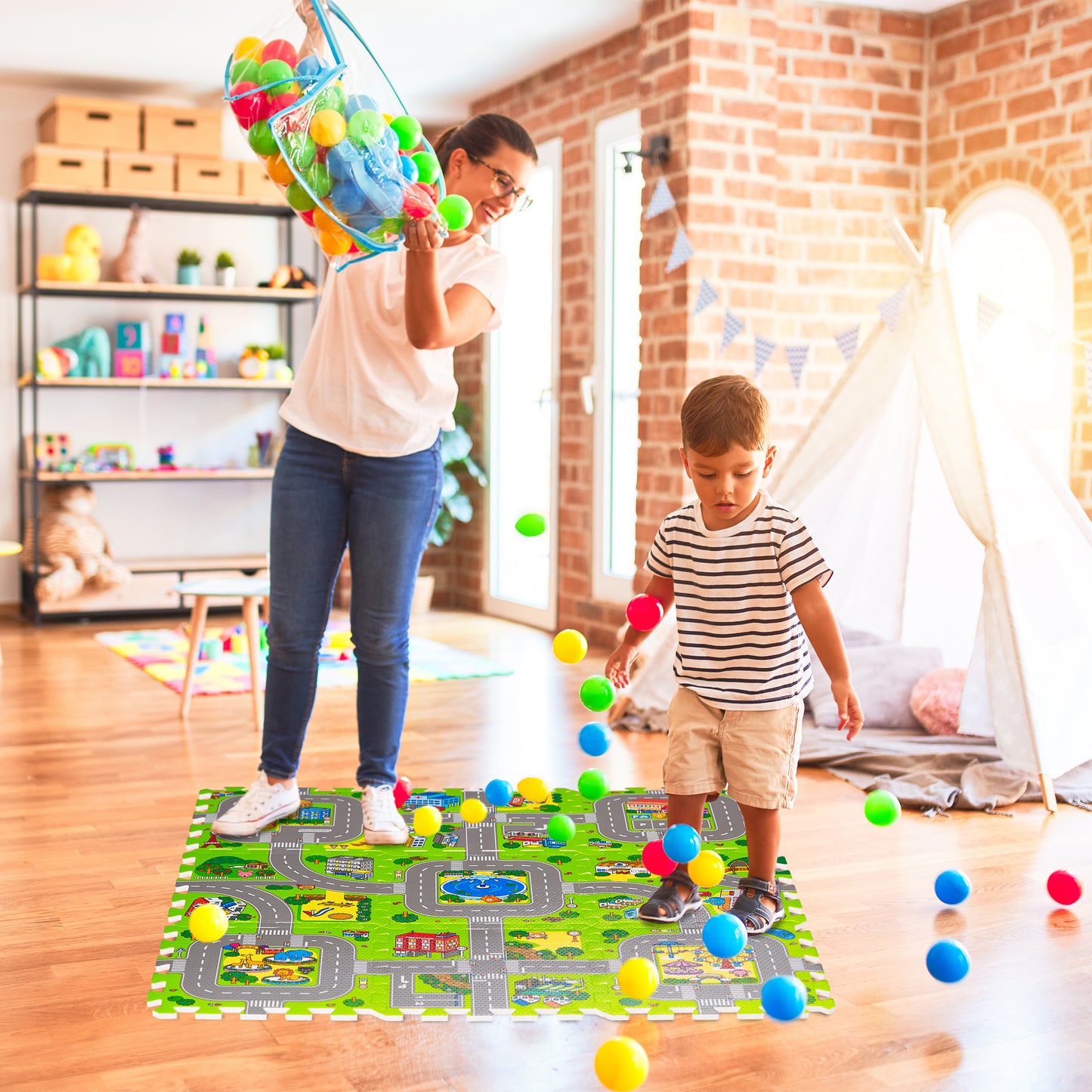 Puzzle Mat Road with Animals