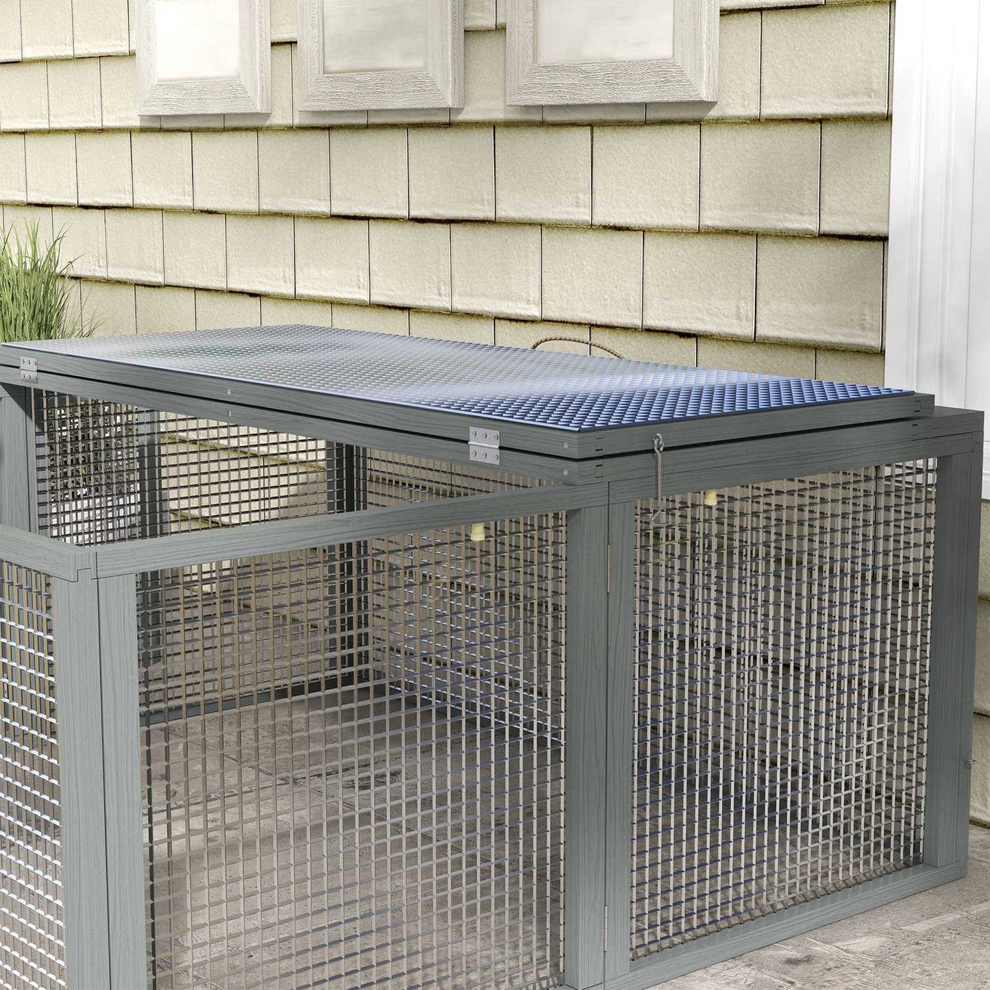 Dwarf rabbit cage in wood with cover, folding roof