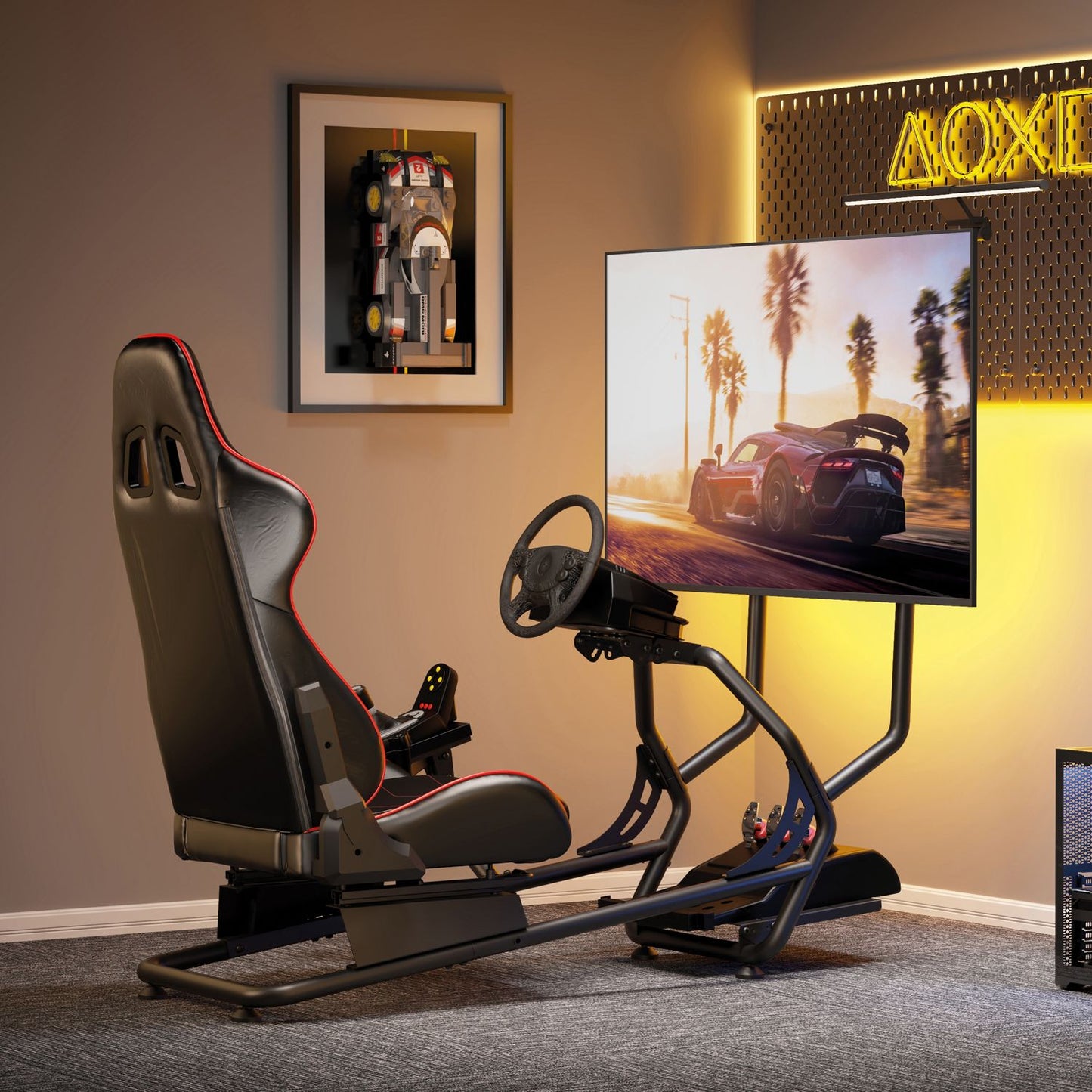 Racing Simulator Cockpit with Monitor Mount 32-50""