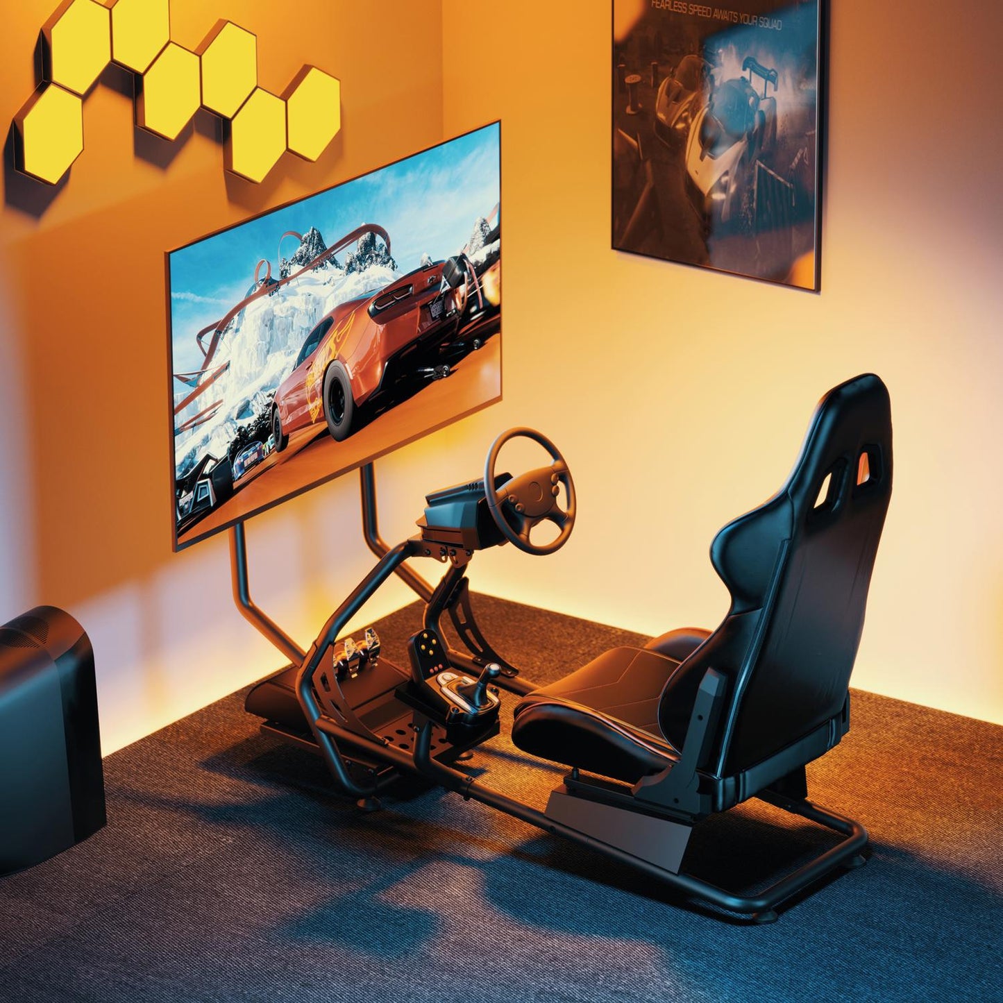 Racing Simulator Cockpit with Monitor Mount 32-50""