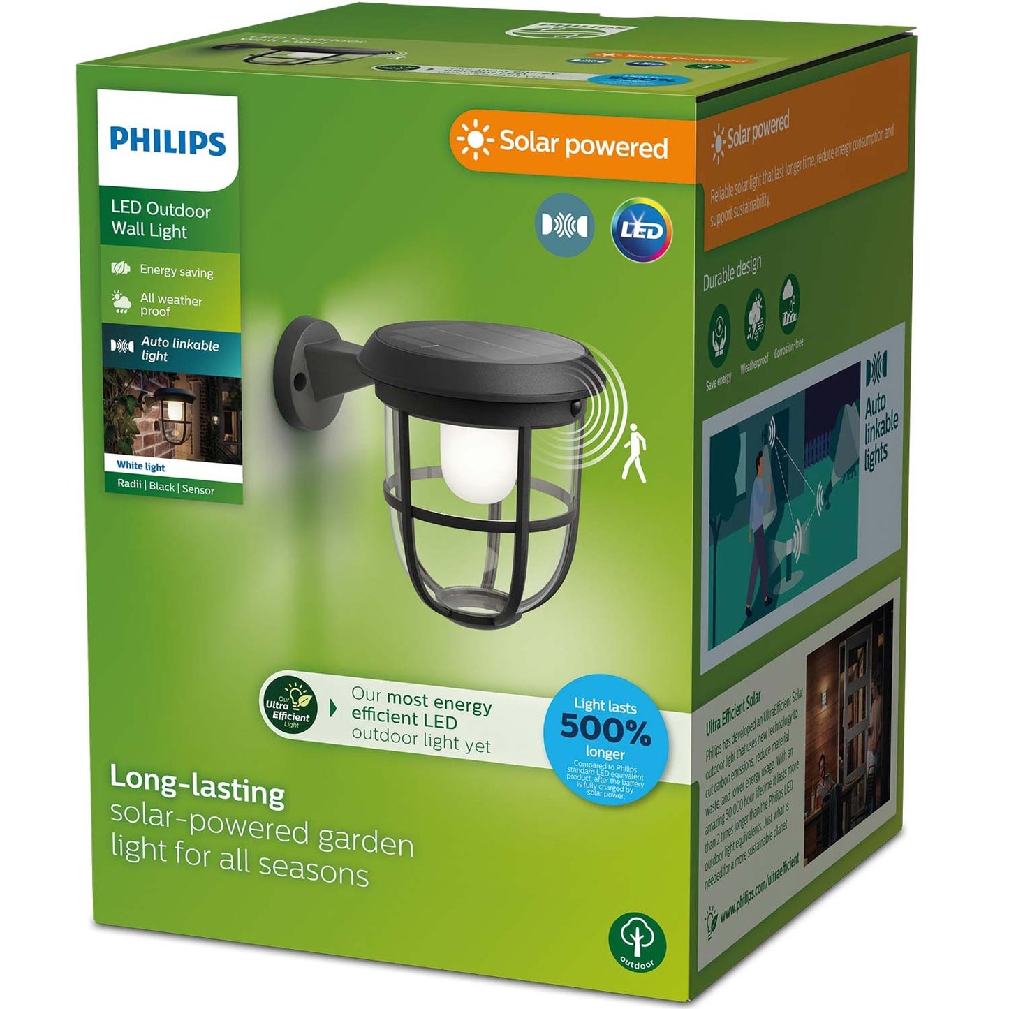 Radii Wall Lamp Solar Ultra Efficient LED 250lm Black