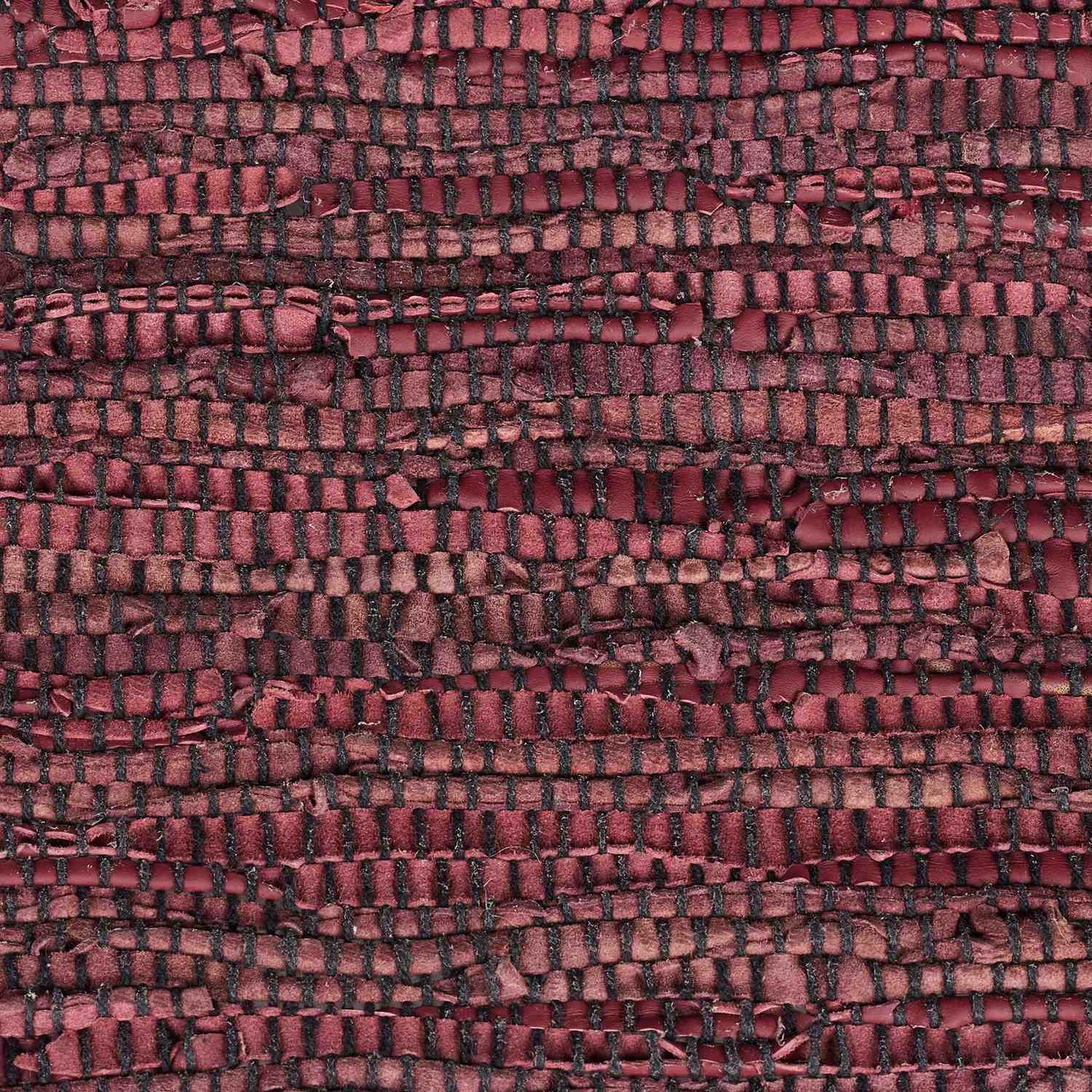 Rag rug leather & cotton striped