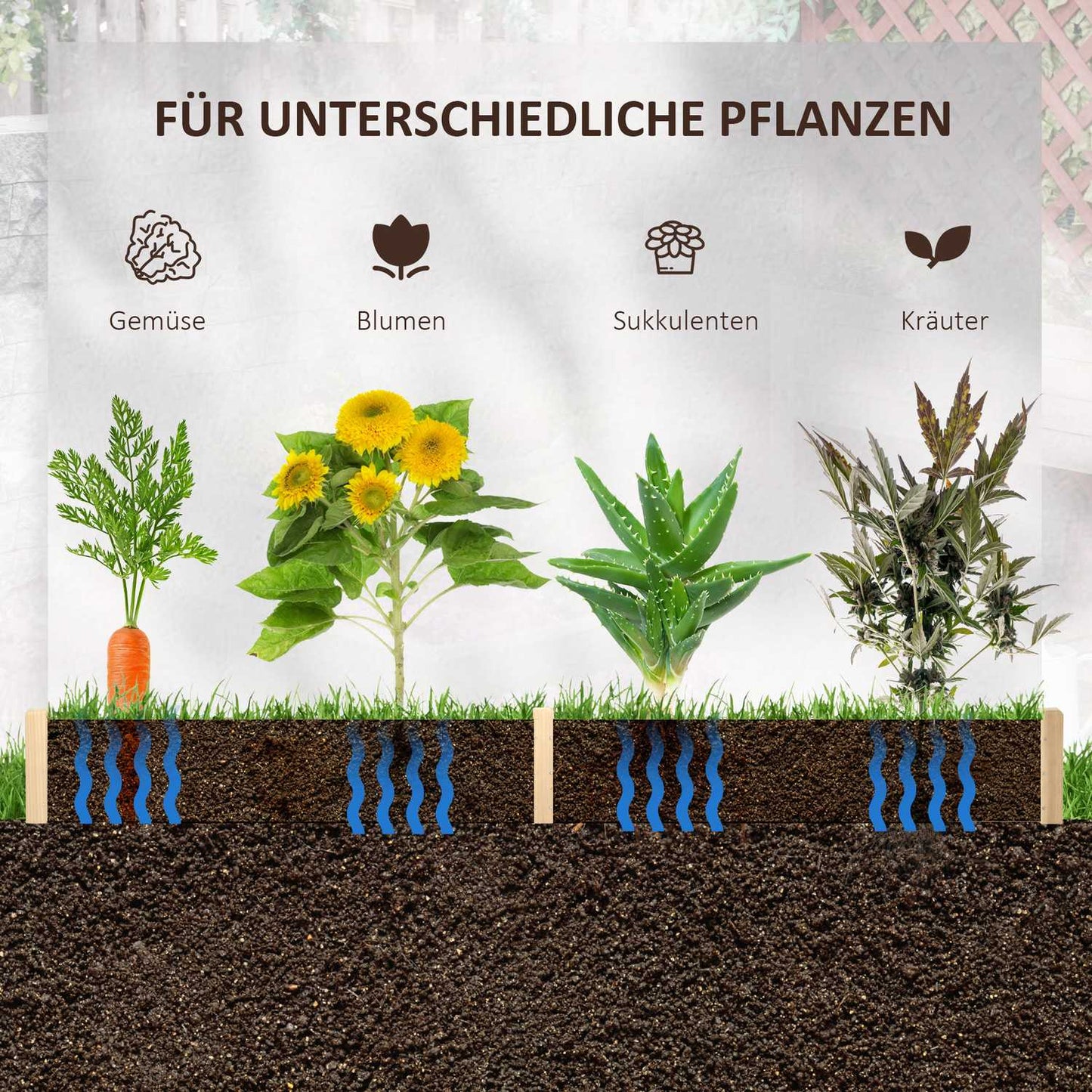 Hexagonal wooden raised bed for garden or balcony, 100x92x16 cm