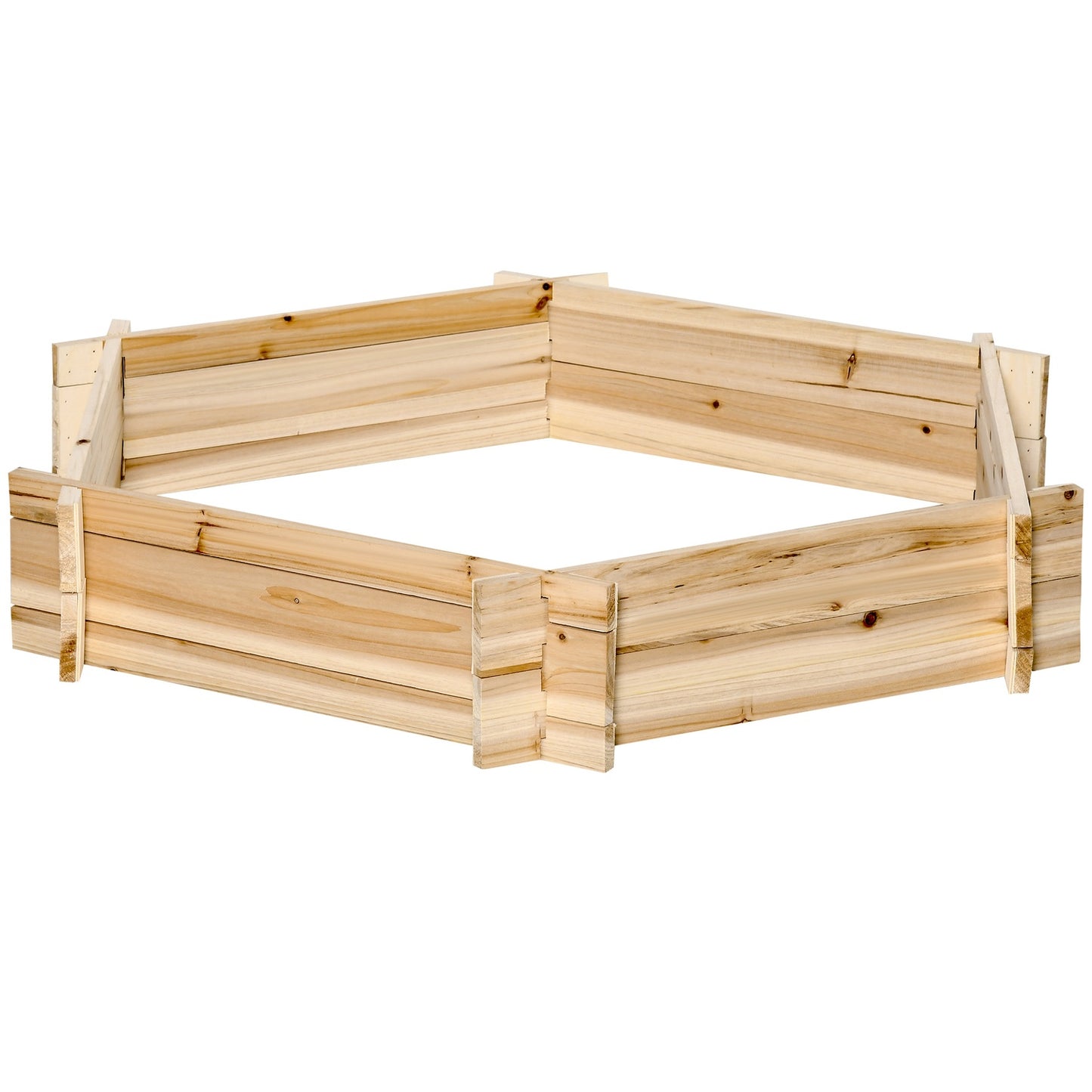 Hexagonal wooden raised bed for garden or balcony, 100x92x16 cm