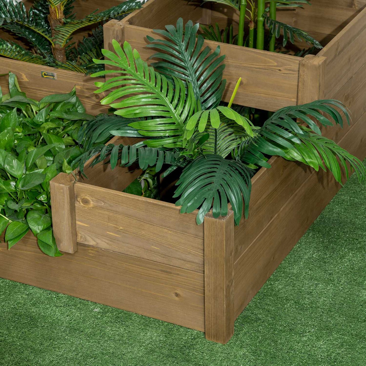 Raised garden bed, spruce, 3-tiered bed for herbs and flowers