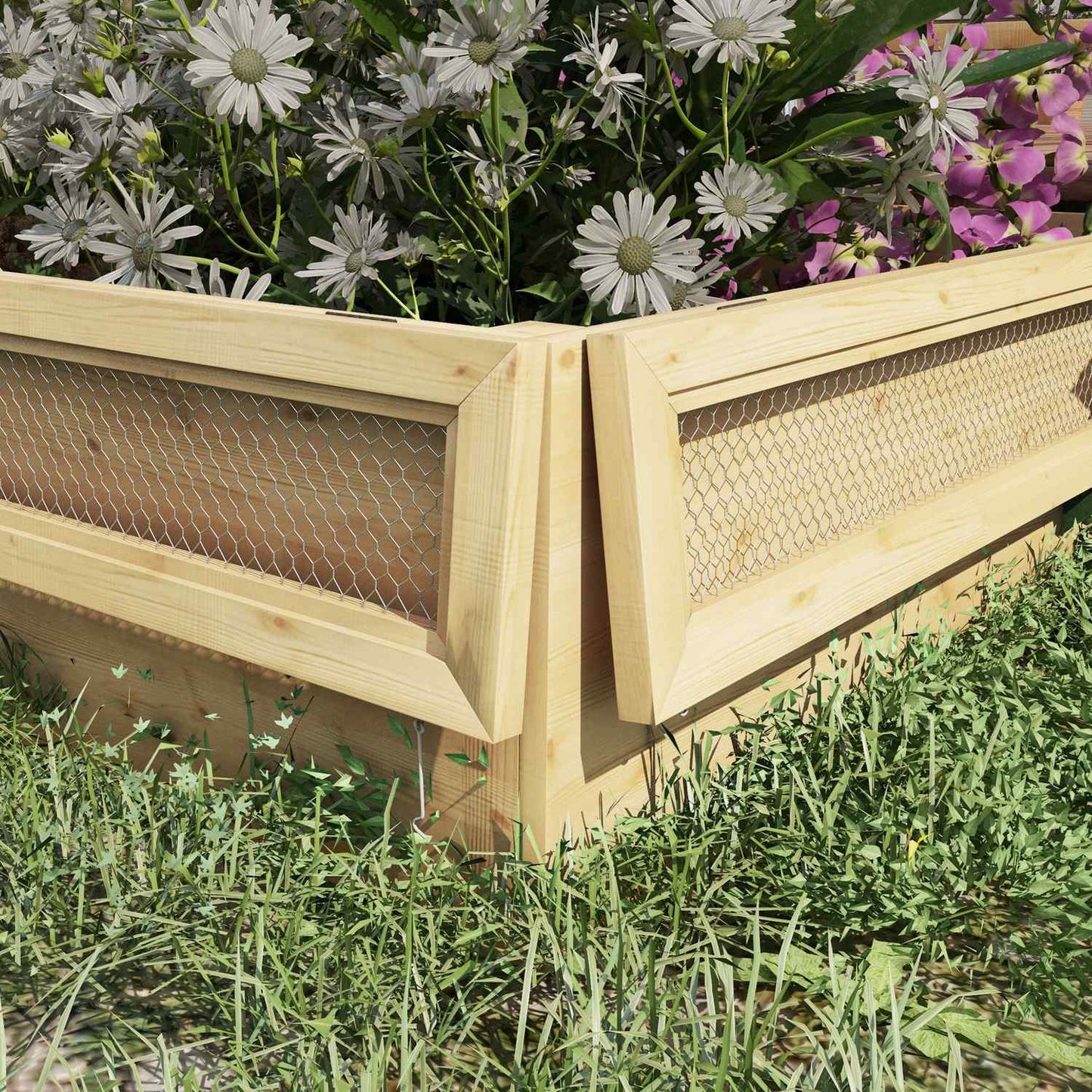 Raised wooden garden bed with trellis, 183 x 98.5 x 95 cm