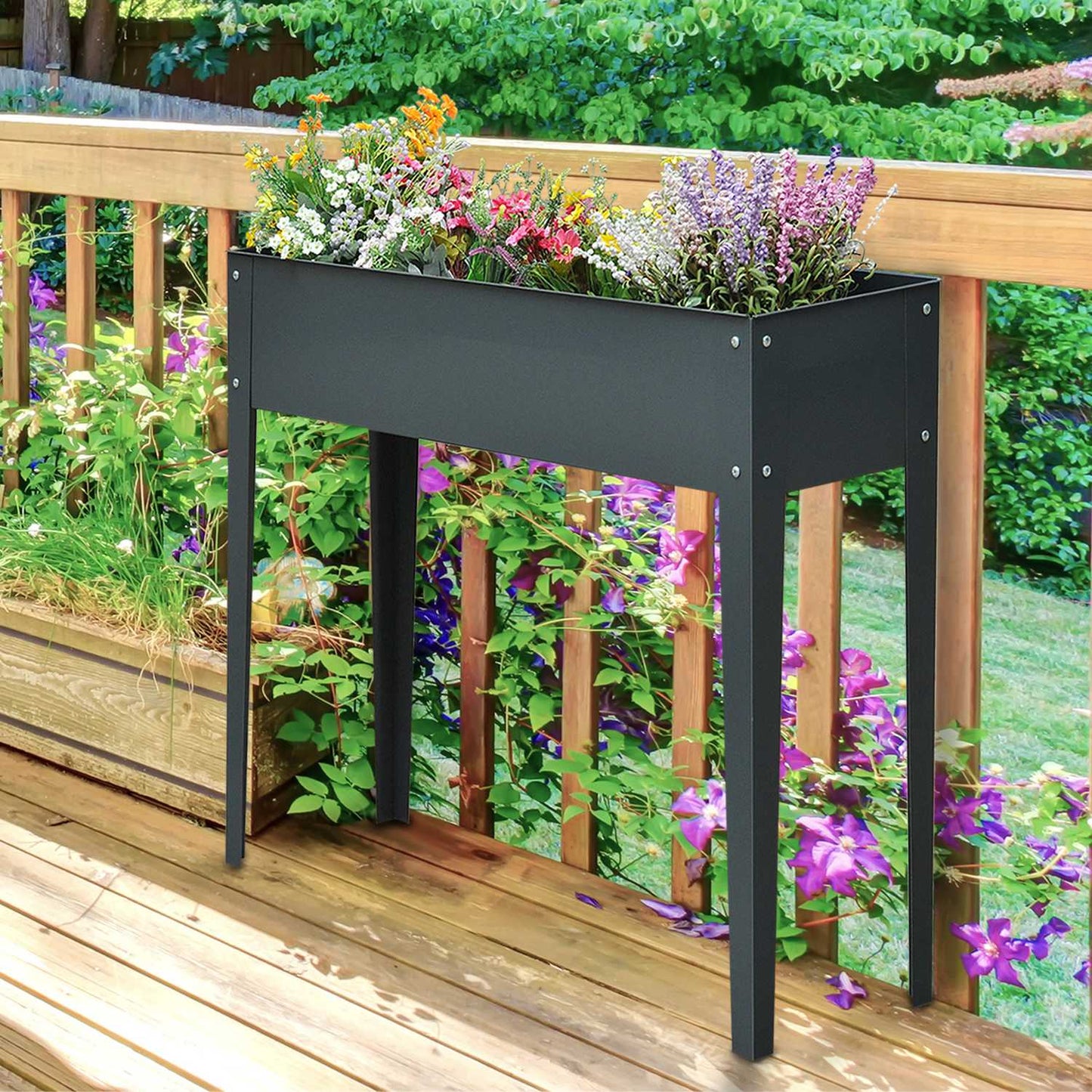 Metal garden bed - 100x30x80 cm, with drainage