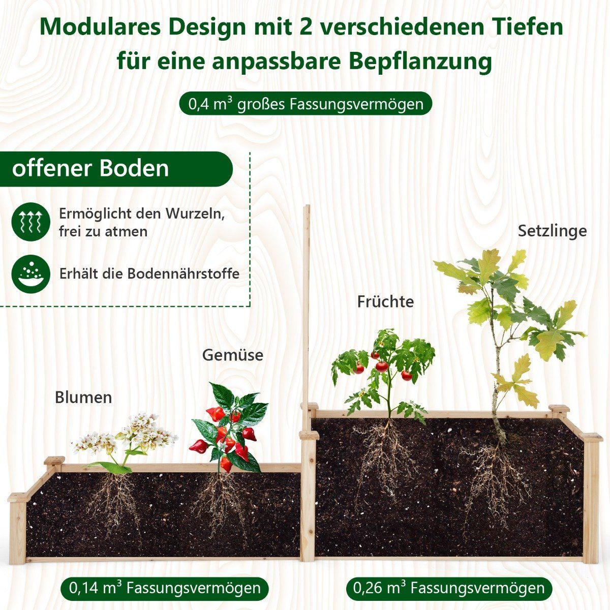 Raised bed made of fir wood with trellis, flower box with trellis, garden trellis with trellis