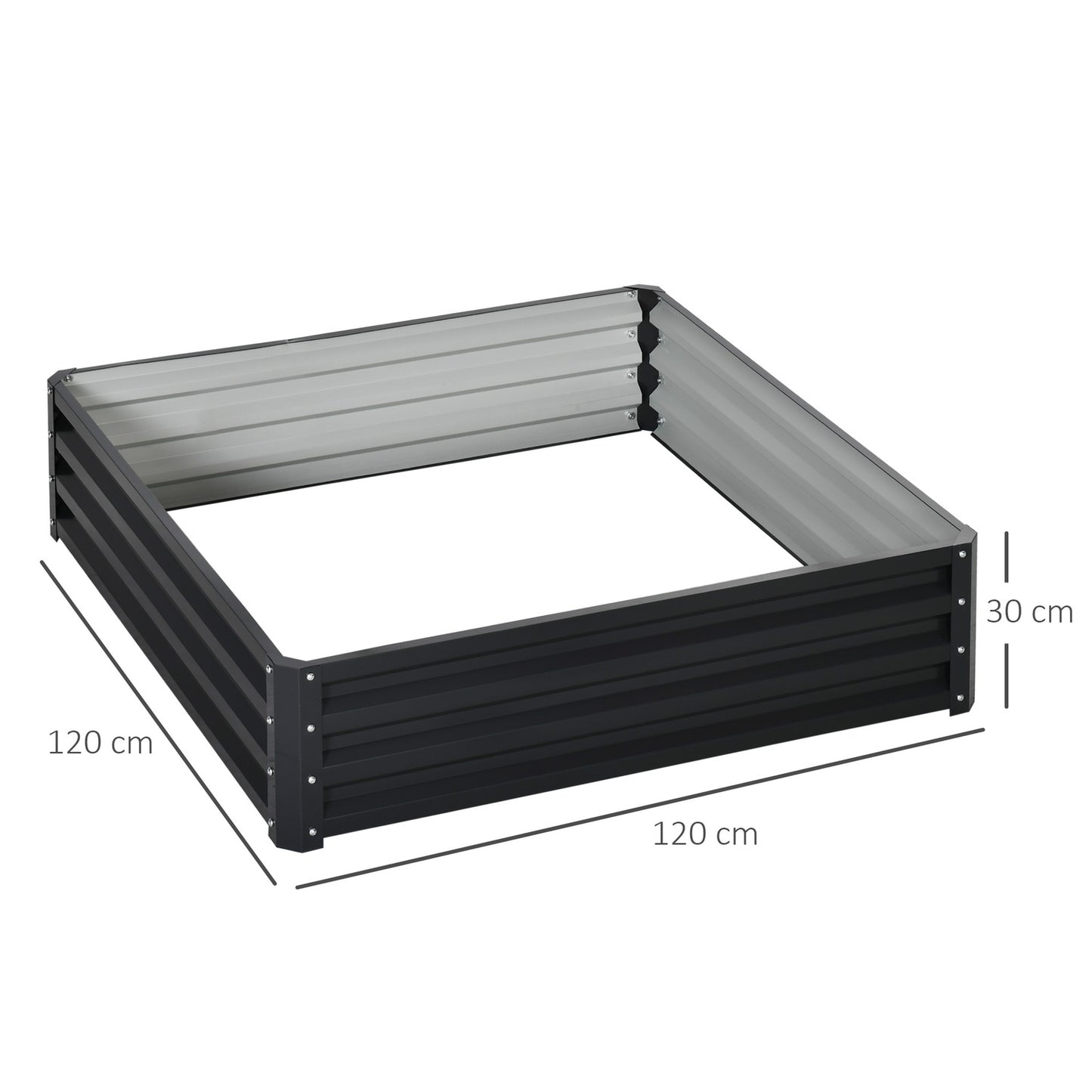Steel garden bed - 120x120x30cm Gray planter box