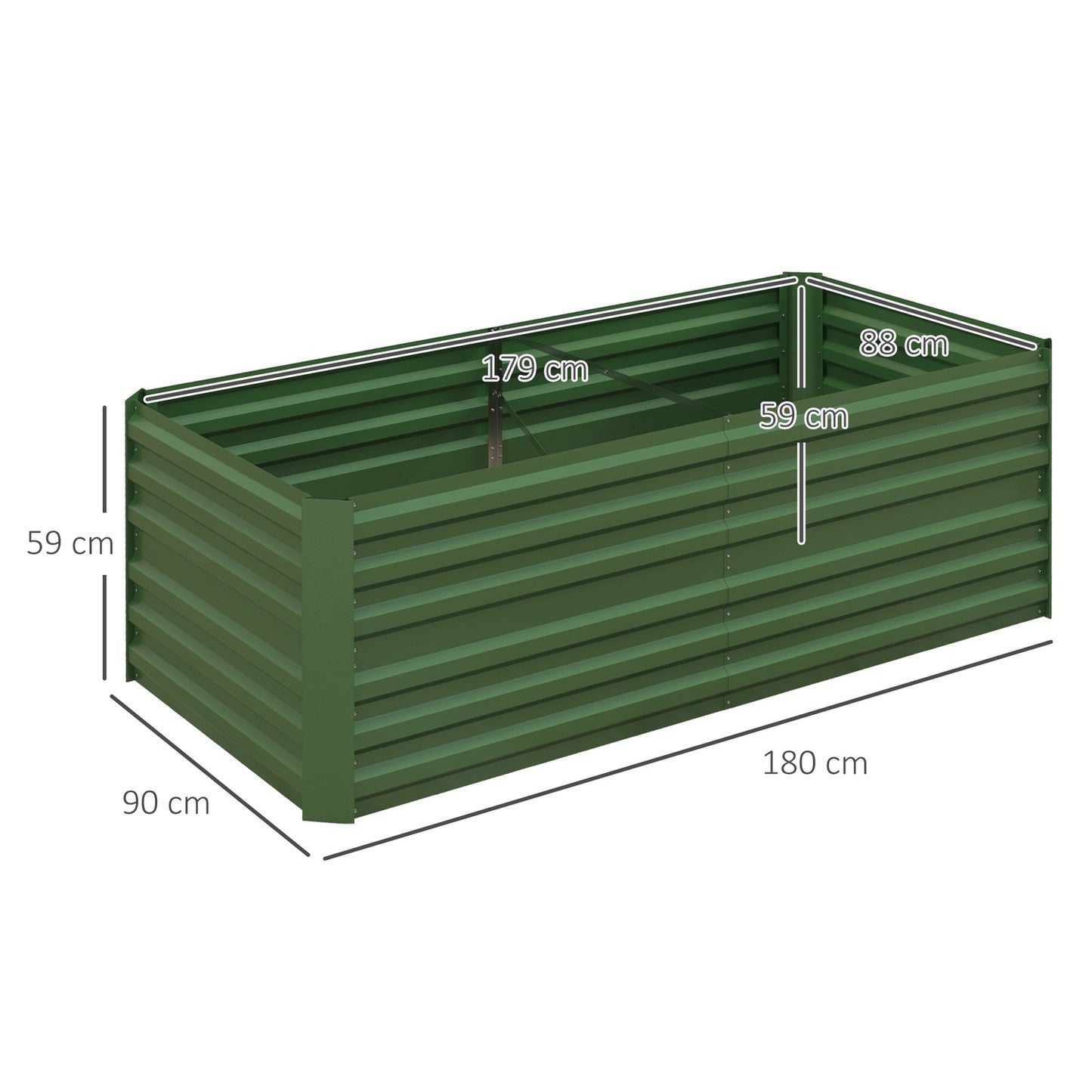 Steel garden bed - 180x90x60 cm, Cold frame