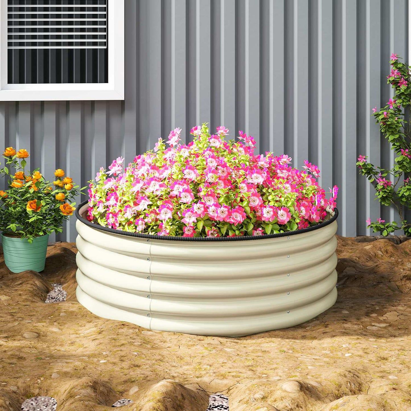 Steel garden bed, 120x120x43 cm, stackable planting