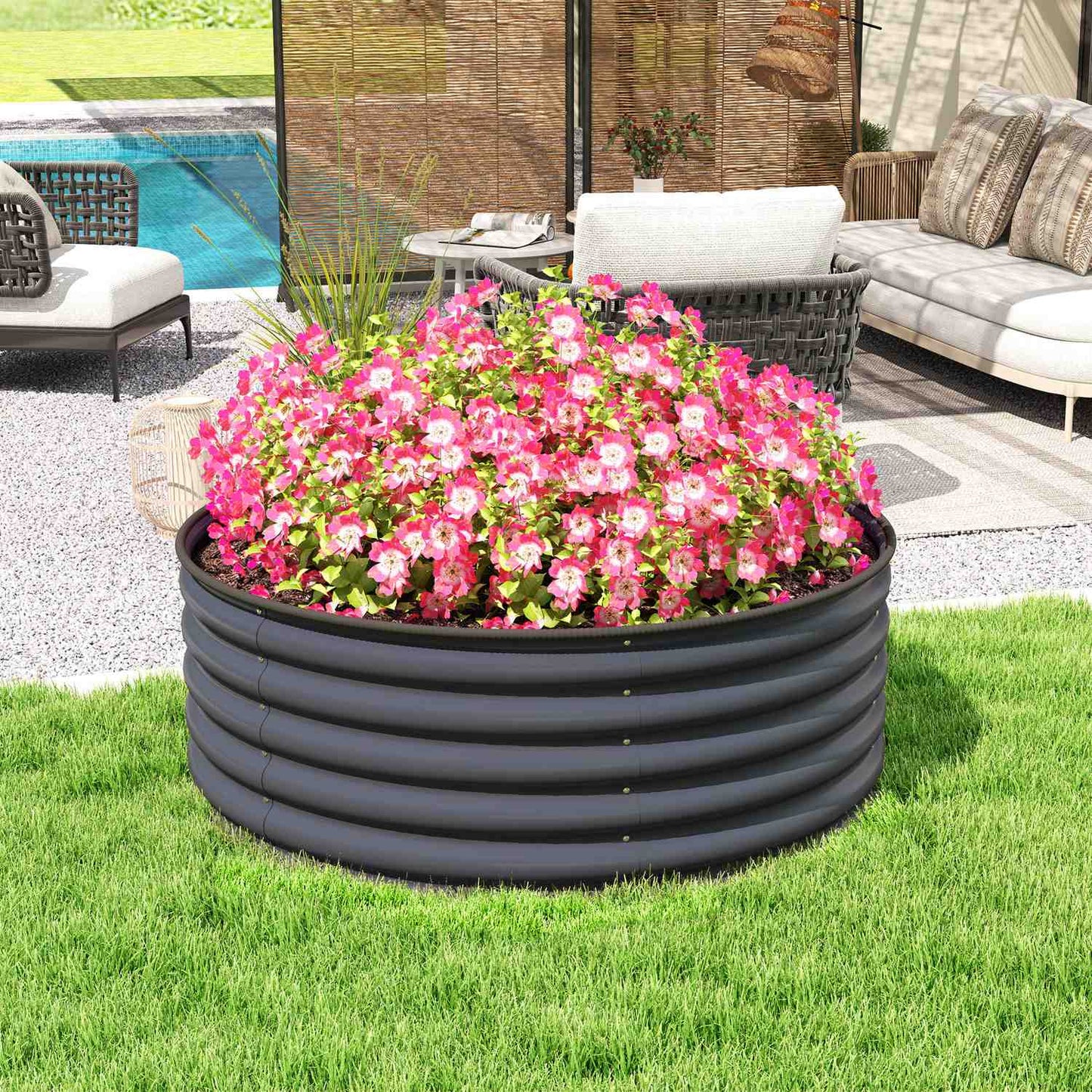 Garden bed in steel, Stackable flower box, 120x120x43 cm