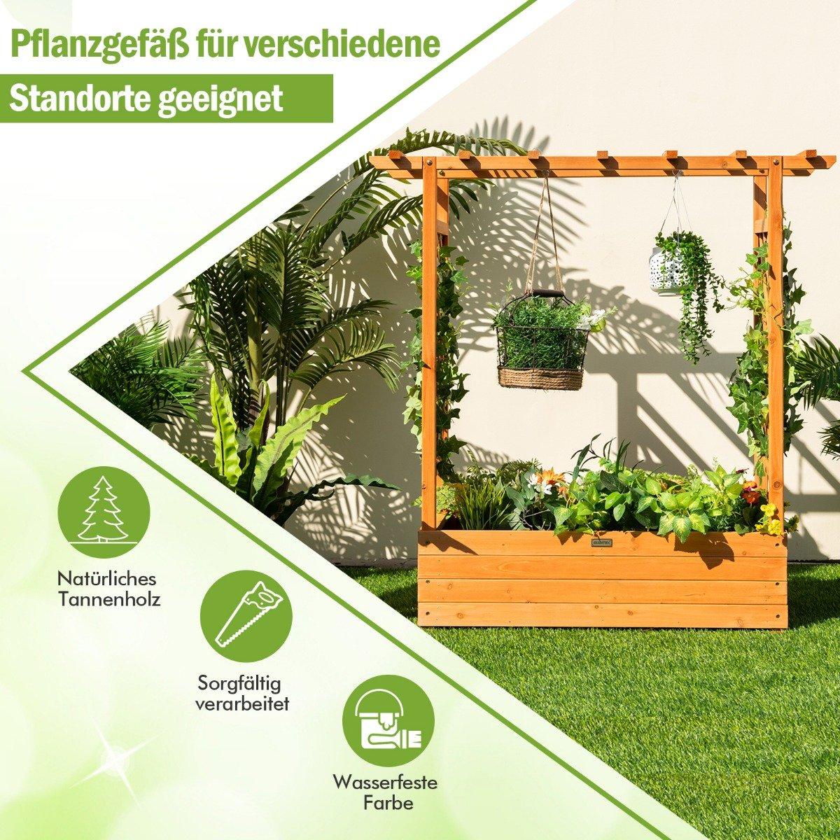 Raised bed with arched trellis & hanging roof 110 x 44 x 113.5 cm orange