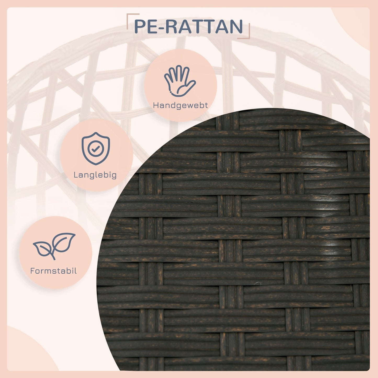 Rattan dog kennel with cushion, indoor & outdoor, black/grey