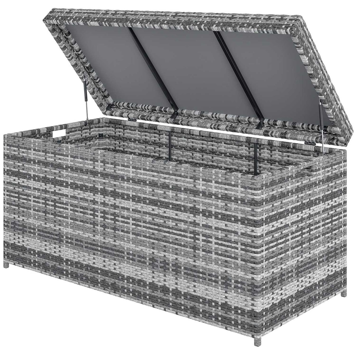 Rattan Storage Box, 380L, Weatherproof, Dark Grey