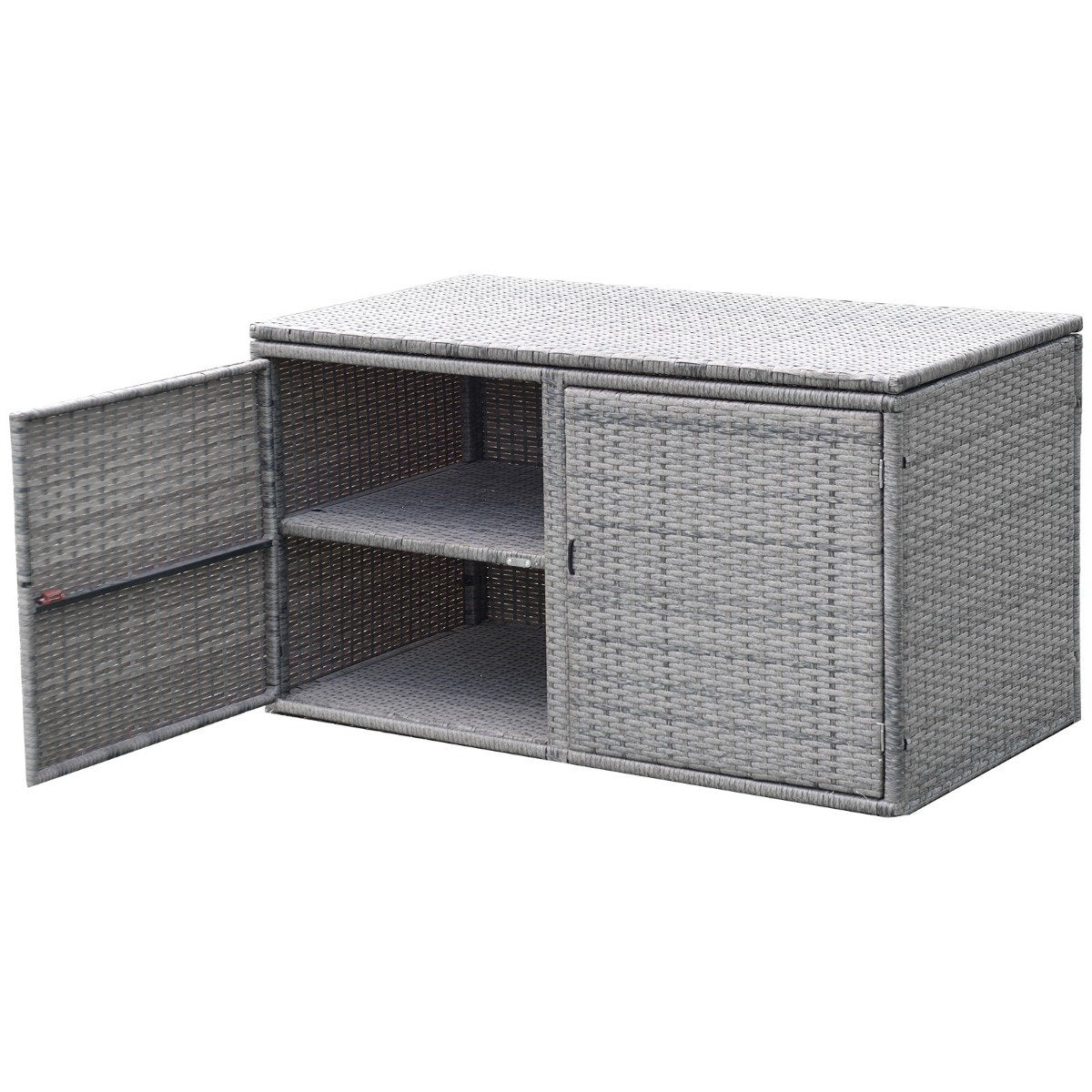Rattan patio box with 335 L capacity 115 x 60 x 65 cm Gray