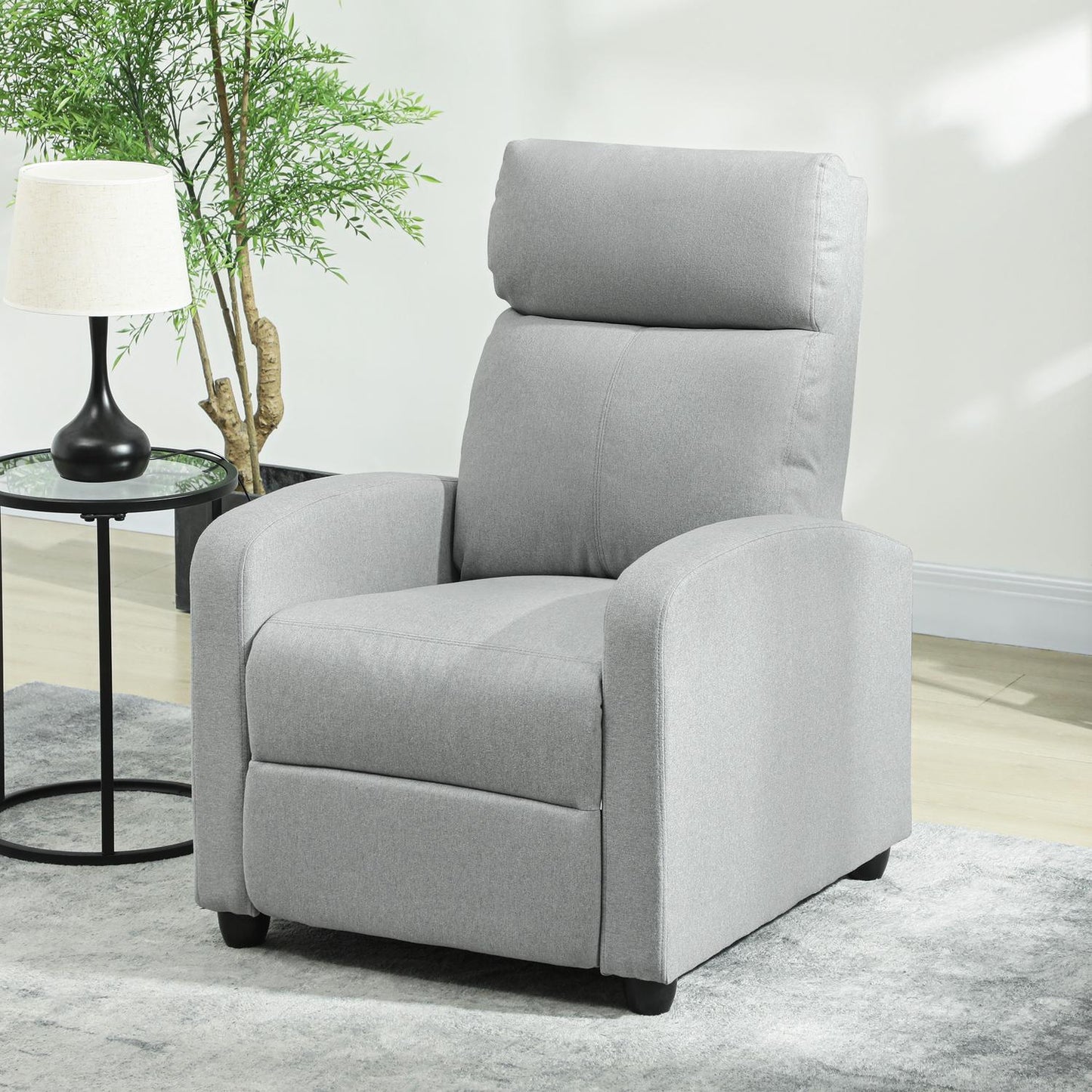 Recliner Chair, Adjustable 135°, Linen-Polyester, Light Grey