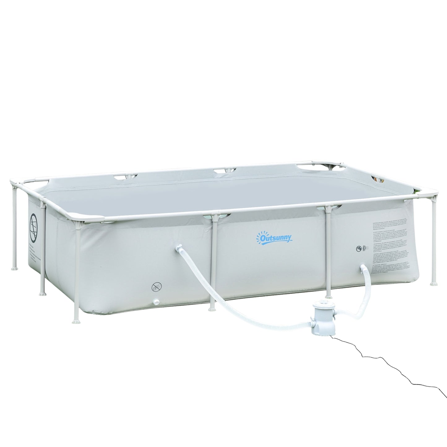 Rectangular steel frame pool with hose and valve, 252x152x65cm