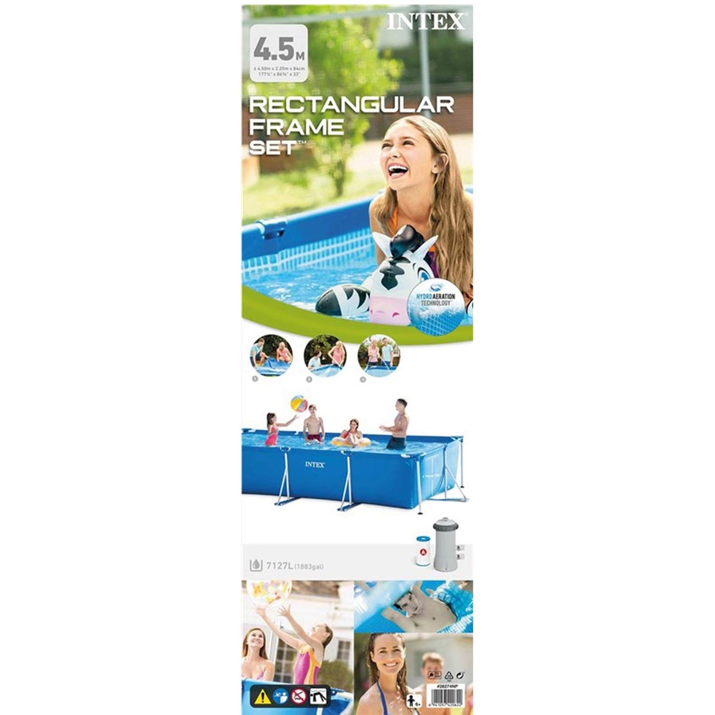 Rectangular tube pool 450x220x84cm