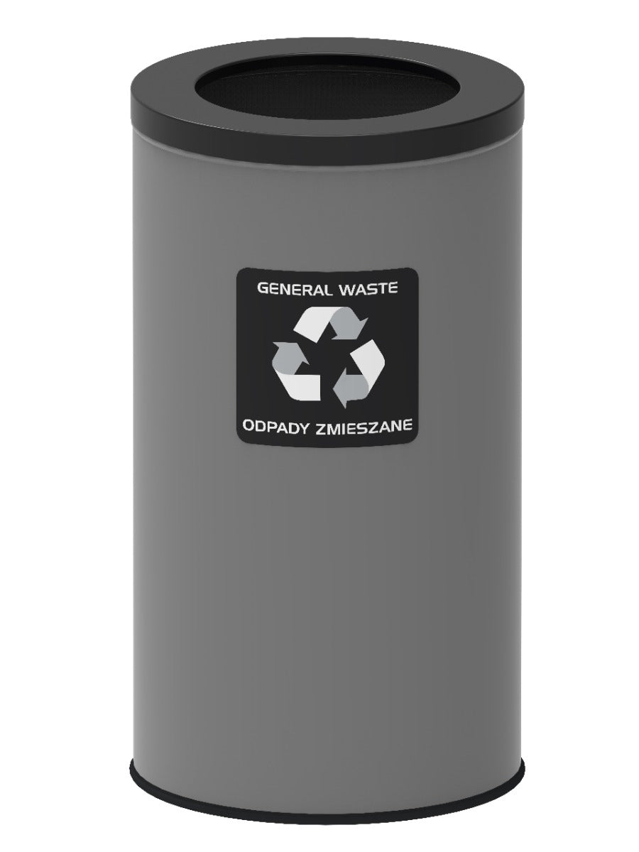 Recycling Bin, 75L Steel – Black, Eco-Friendly