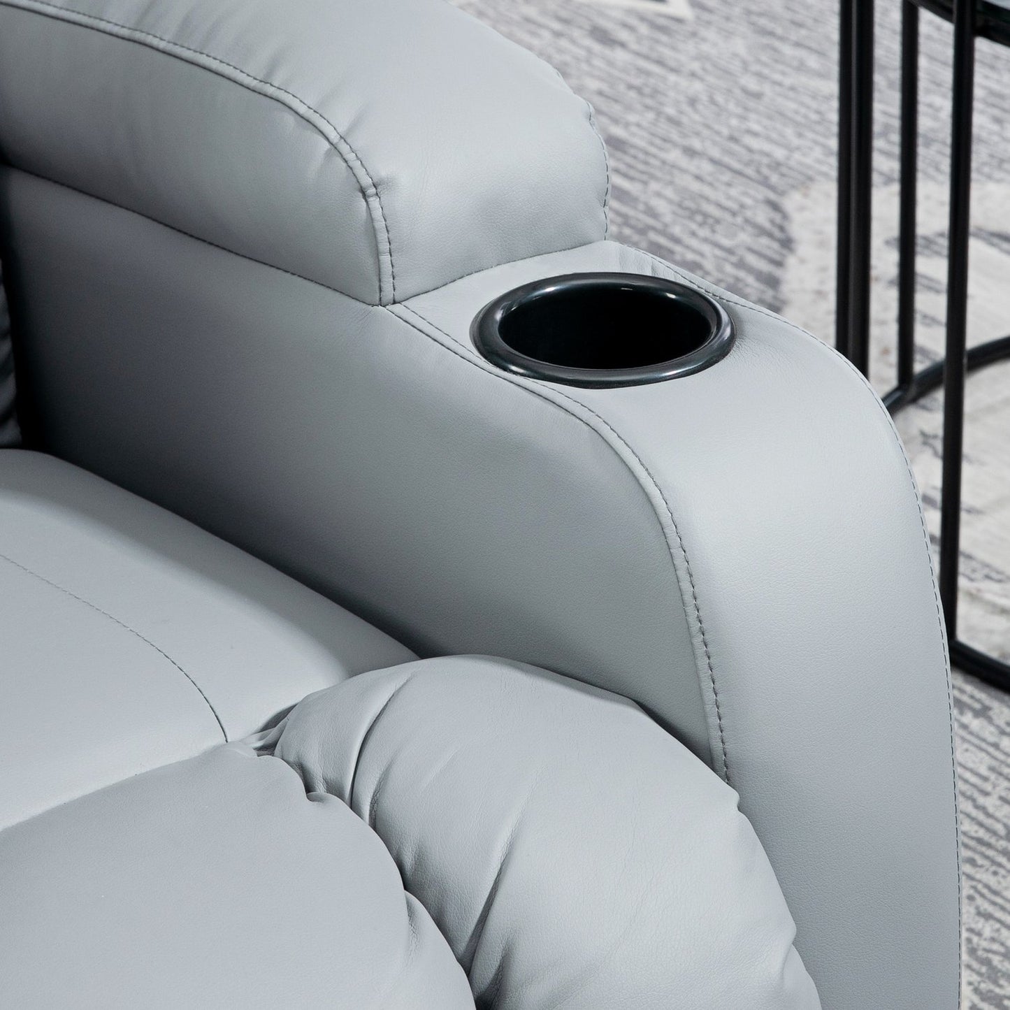 Electric massage chair - artificial leather, light grey