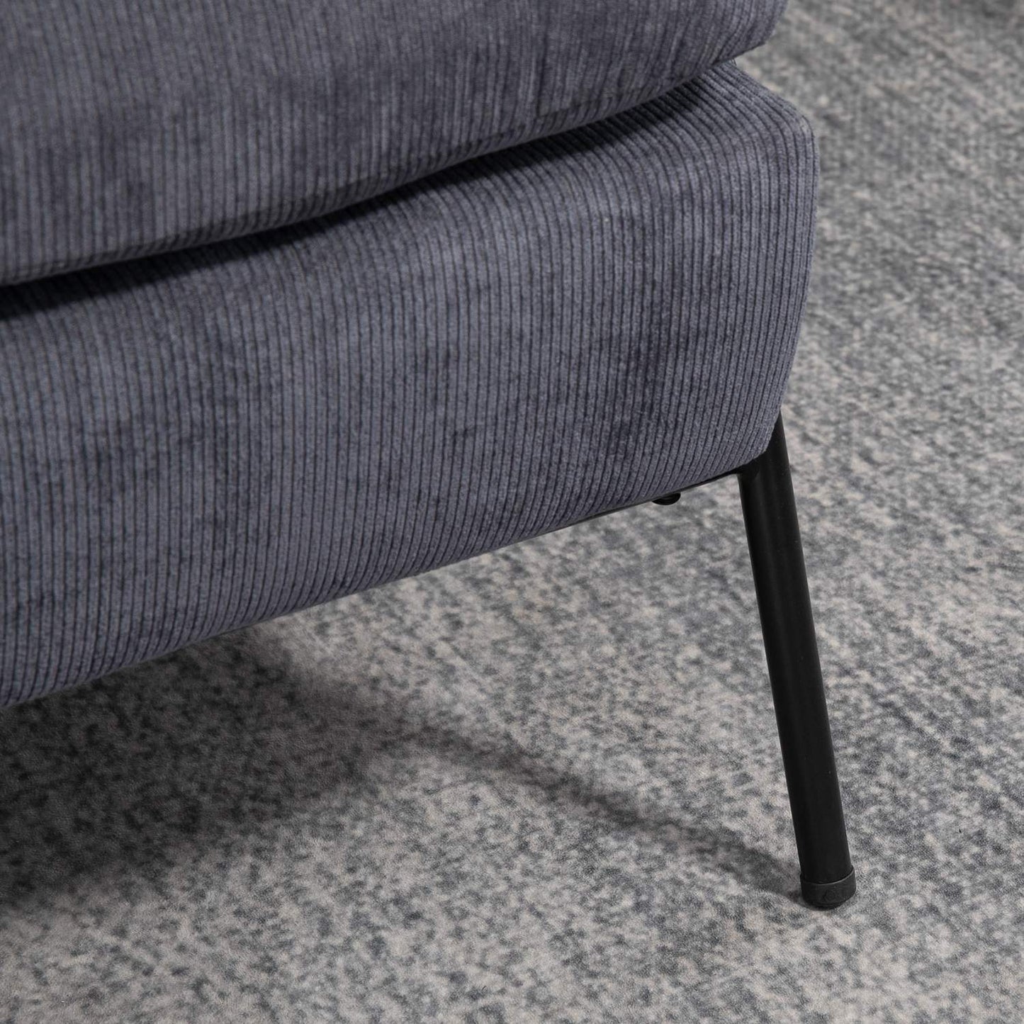 Lounger with ottoman, upholstered, grey, 68x91.5x88 cm