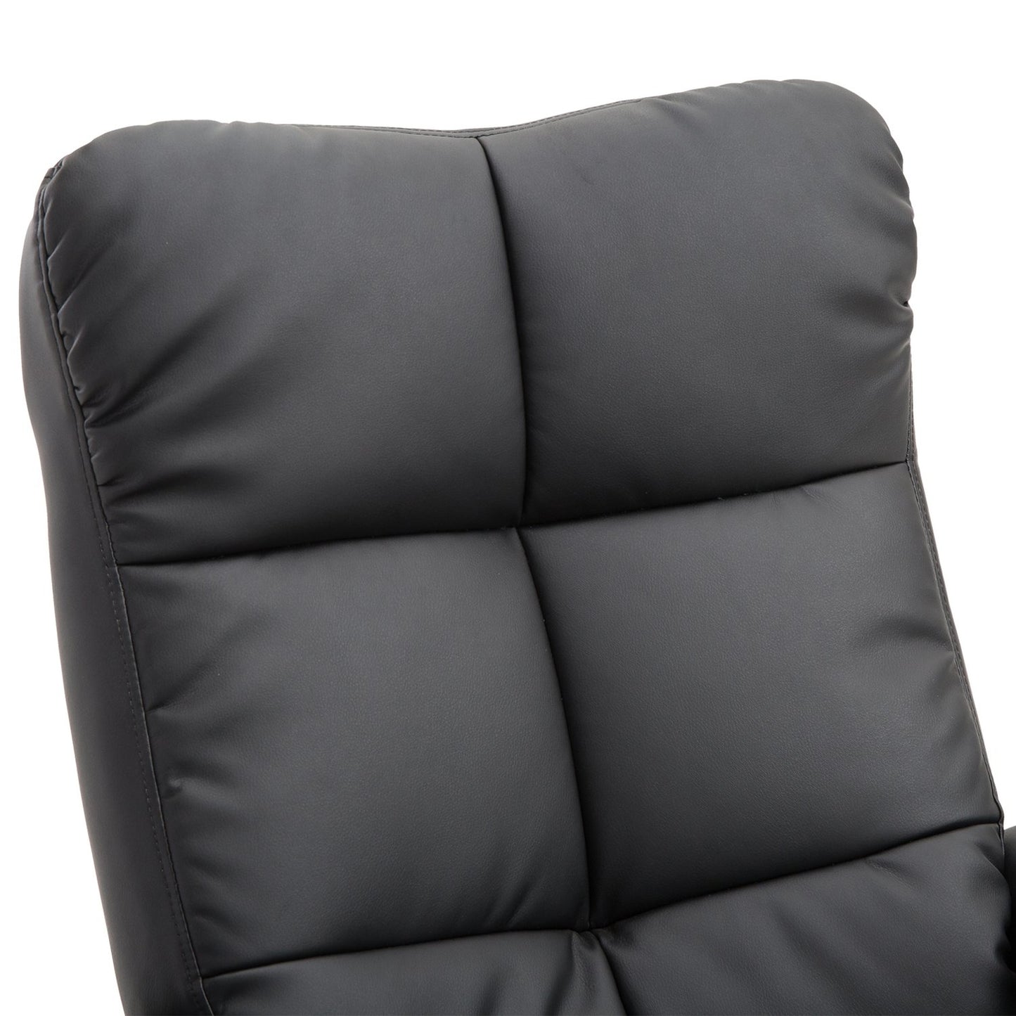 Lounger with ottoman, 360° rotatable, black PU leather