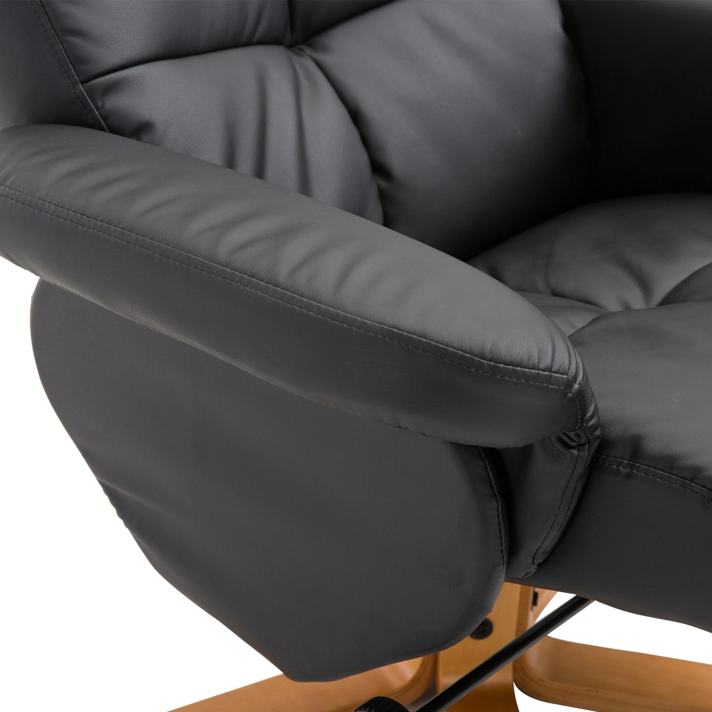 Lounger with ottoman, 360° rotatable, black PU leather