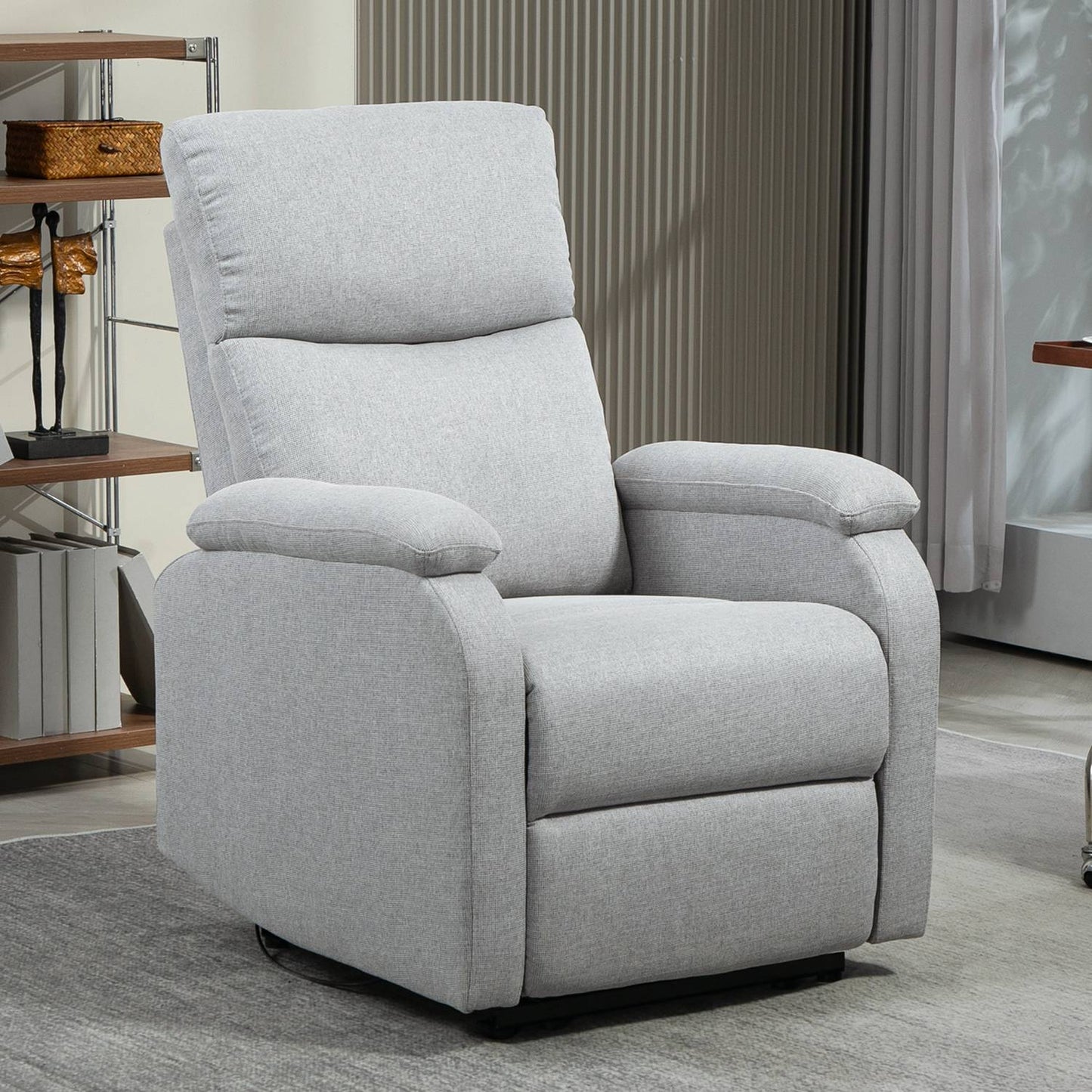 Gray armchair, linen upholstery, 150 kg capacity