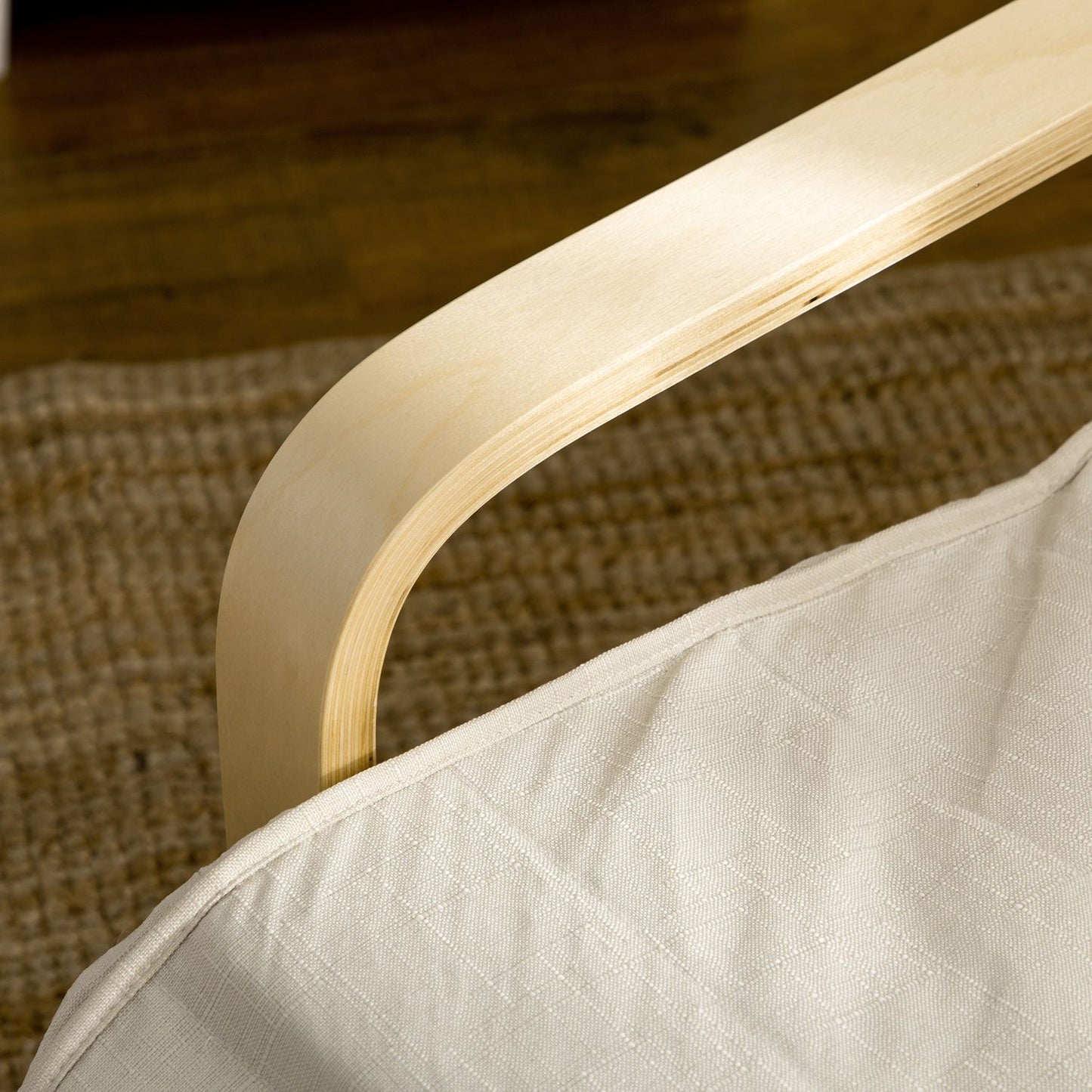 Relaxation Swing Recliner Chair, Adjustable Footrest, Cream