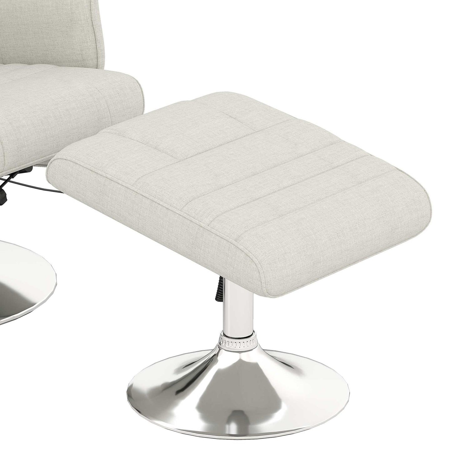 Cream-white reclining massage chair with footstool, 8-point vibration