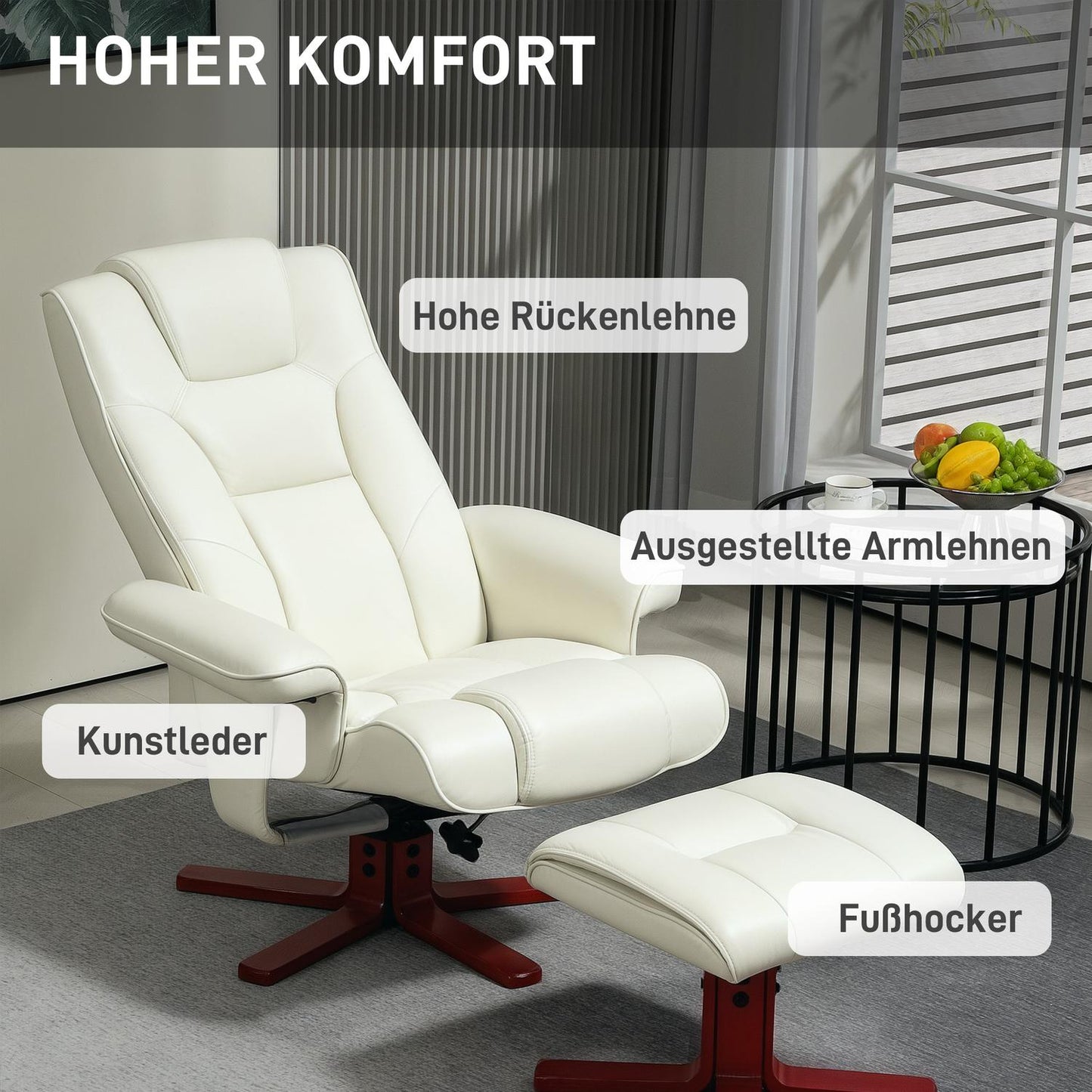 Lounger with rocking and lying function, cream