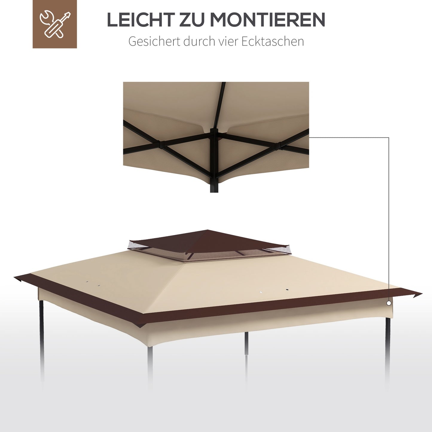 Gazebo roof replacement 3.25m, coffee polyester