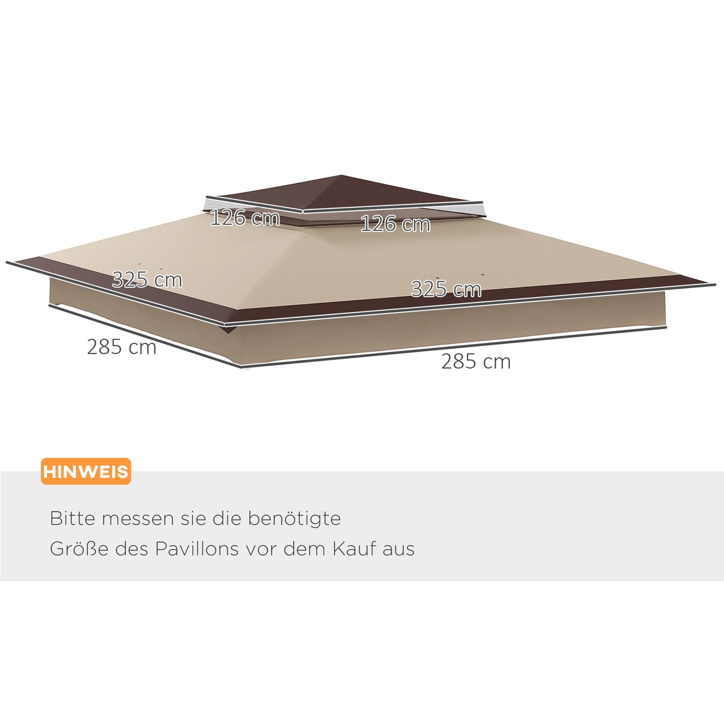 Gazebo roof replacement 3.25m, coffee polyester