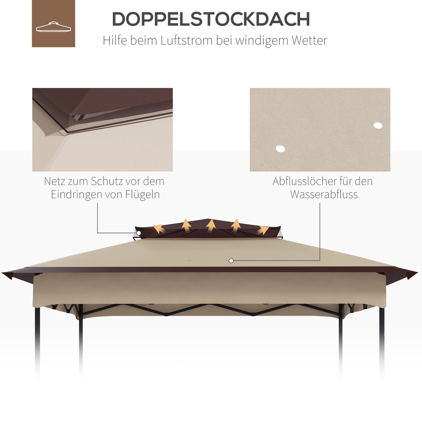Gazebo roof replacement 3.25m, coffee polyester