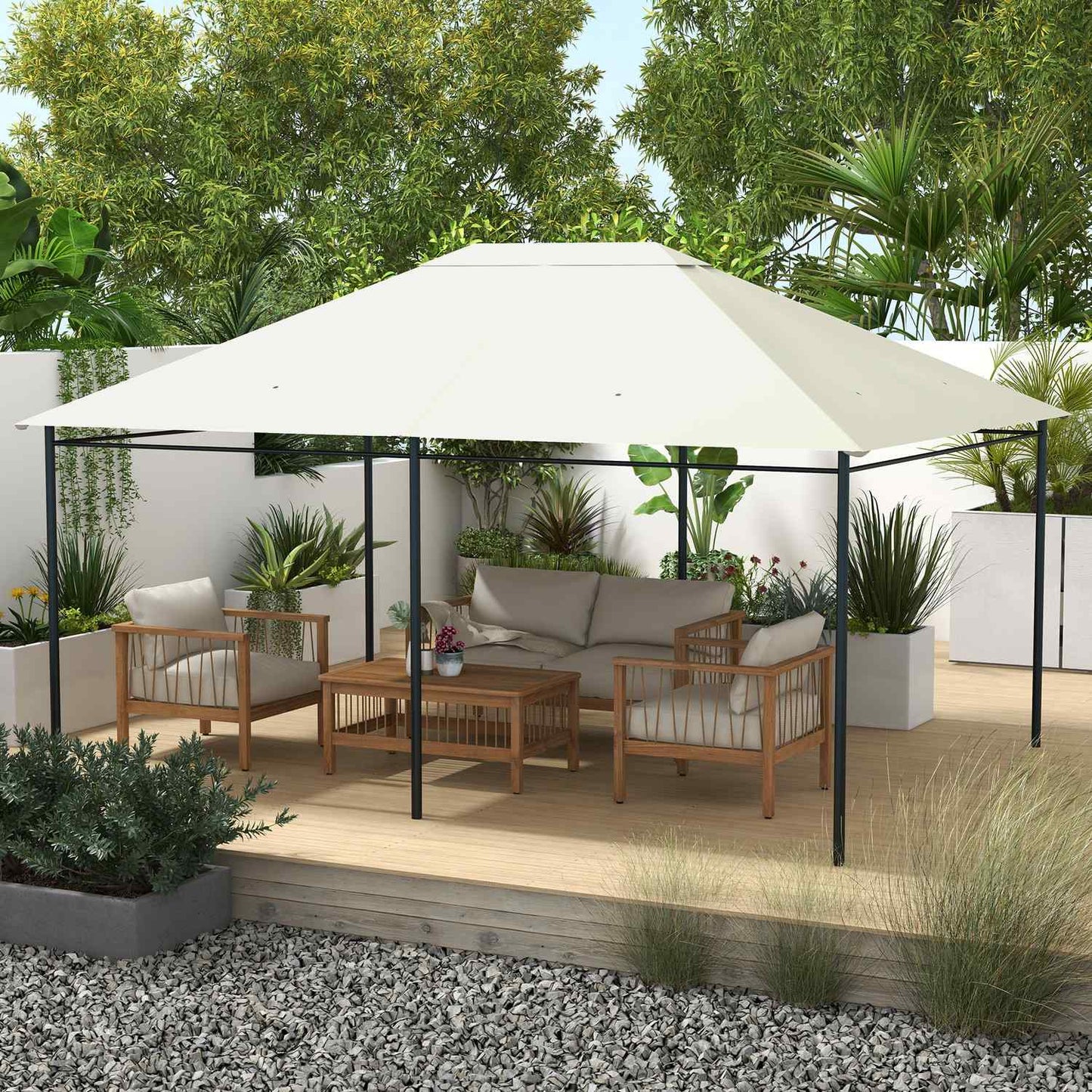 Waterproof Replacement Gazebo Roof, UV Protected, 3.97x2.97M, Cream