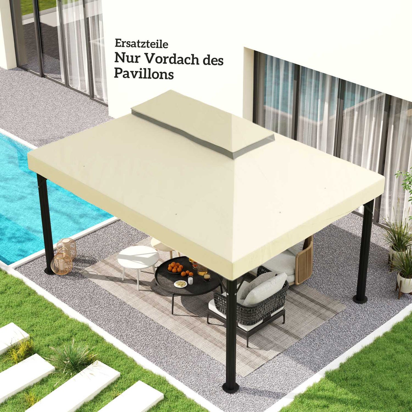 Waterproof Garden Gazebo Roof replacement 3 x 4 m, Cream white